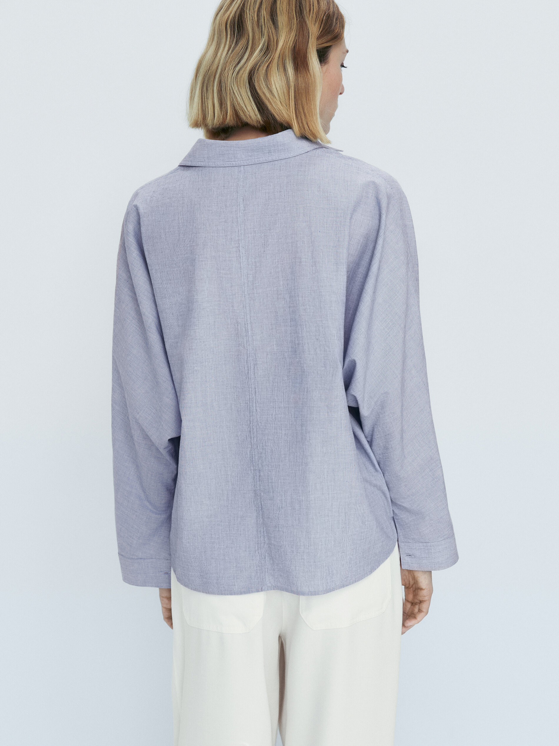 Camisa algodón chambray - AZUL