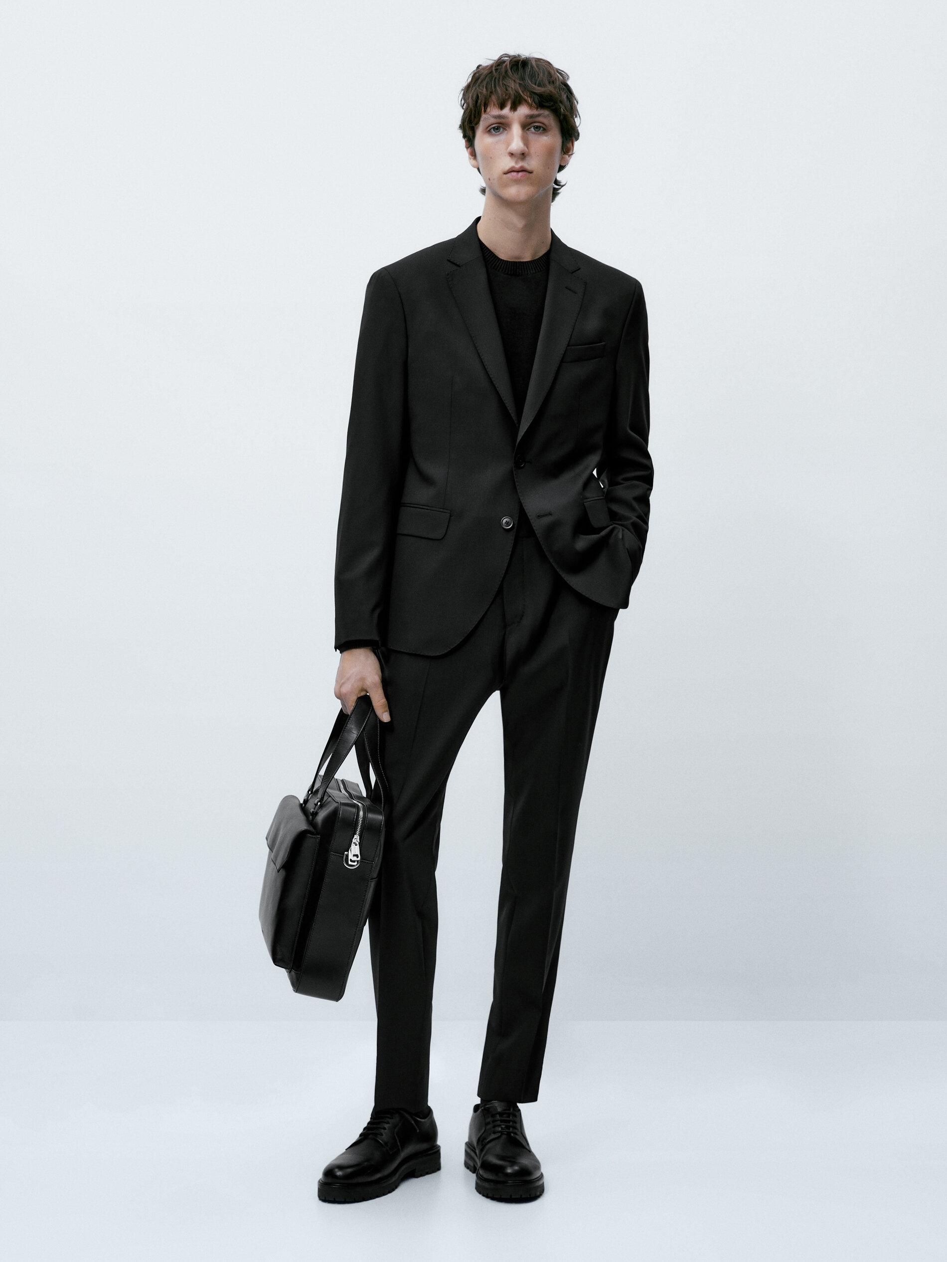 Pantalón traje lana bi-stretch - NEGRO