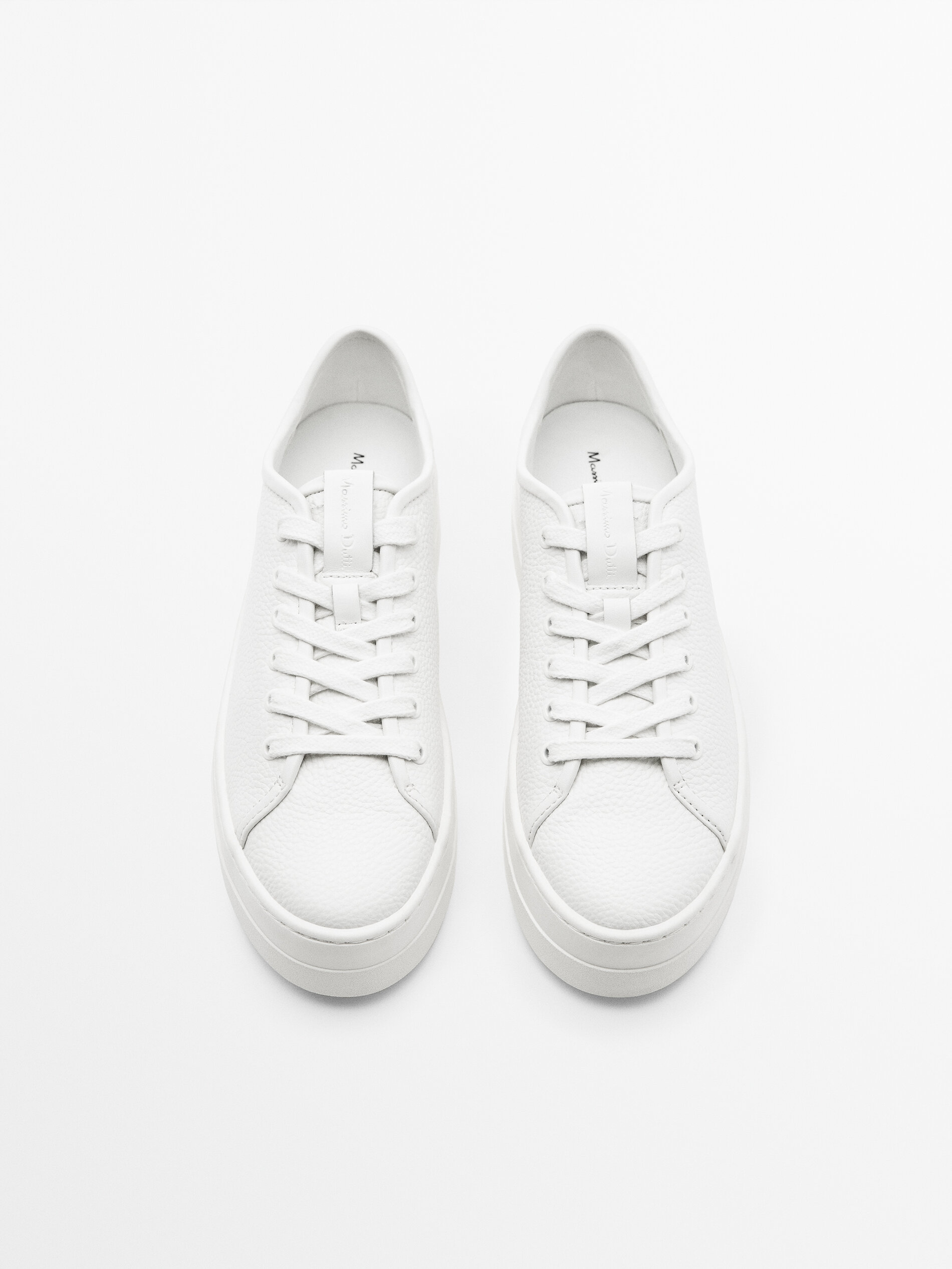 Deportiva piel plataforma - BLANCO