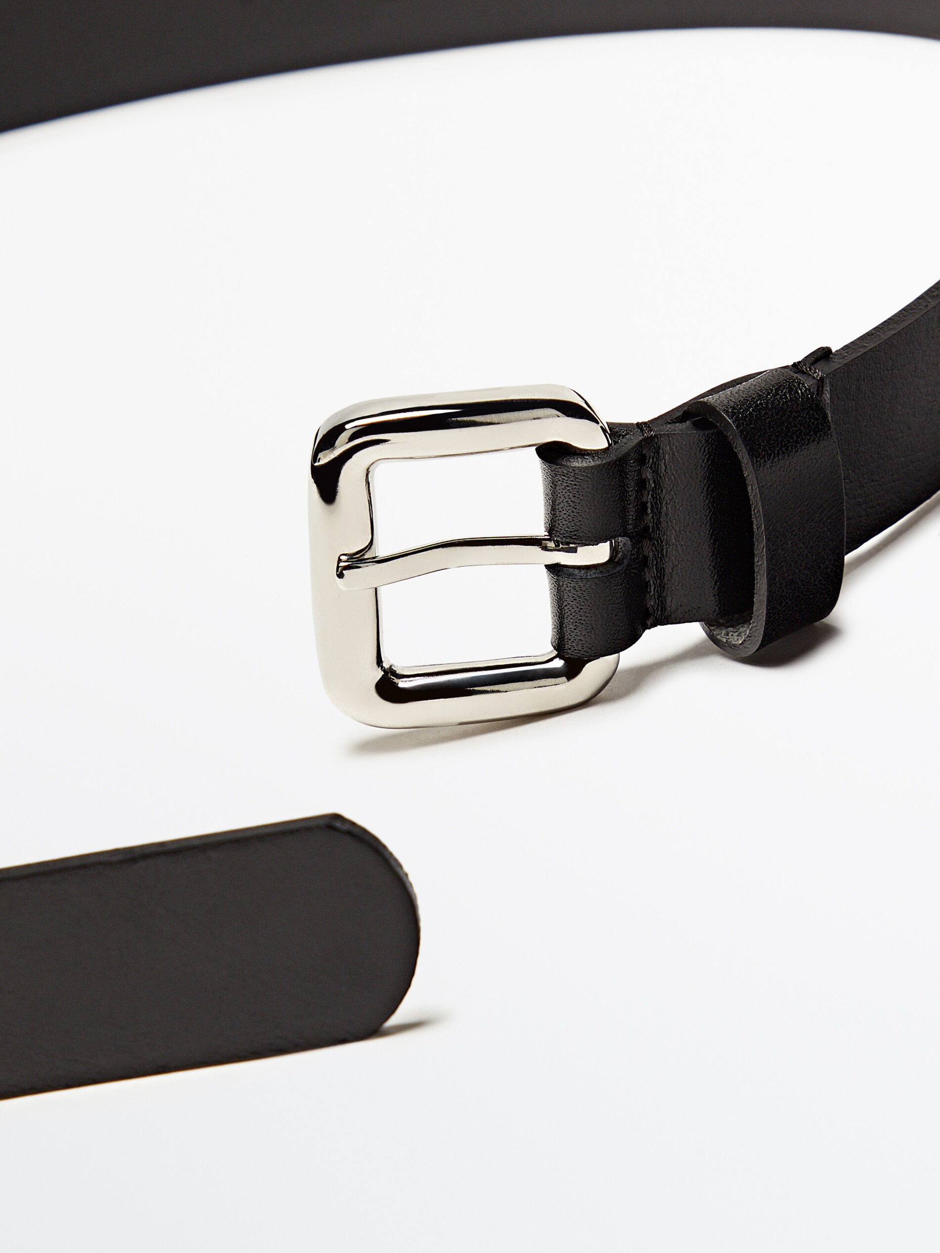 Cinturón piel hebilla rectangular - NEGRO