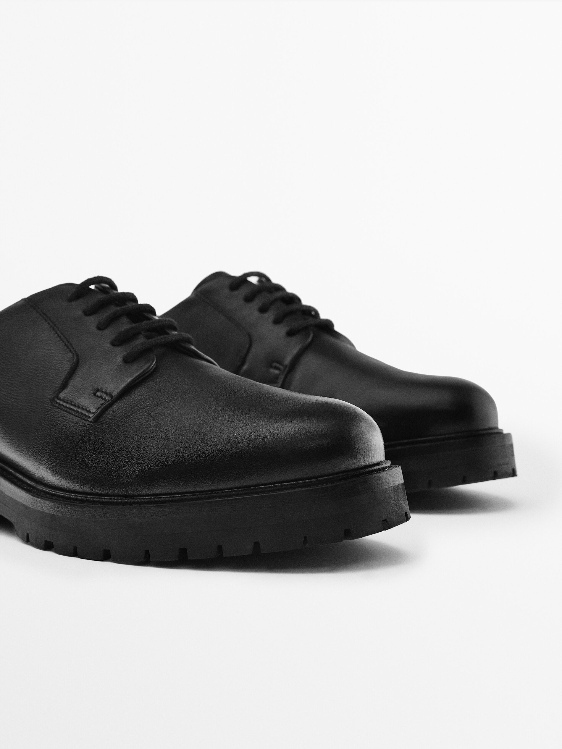 Zapato blucher piel napa negro - NEGRO