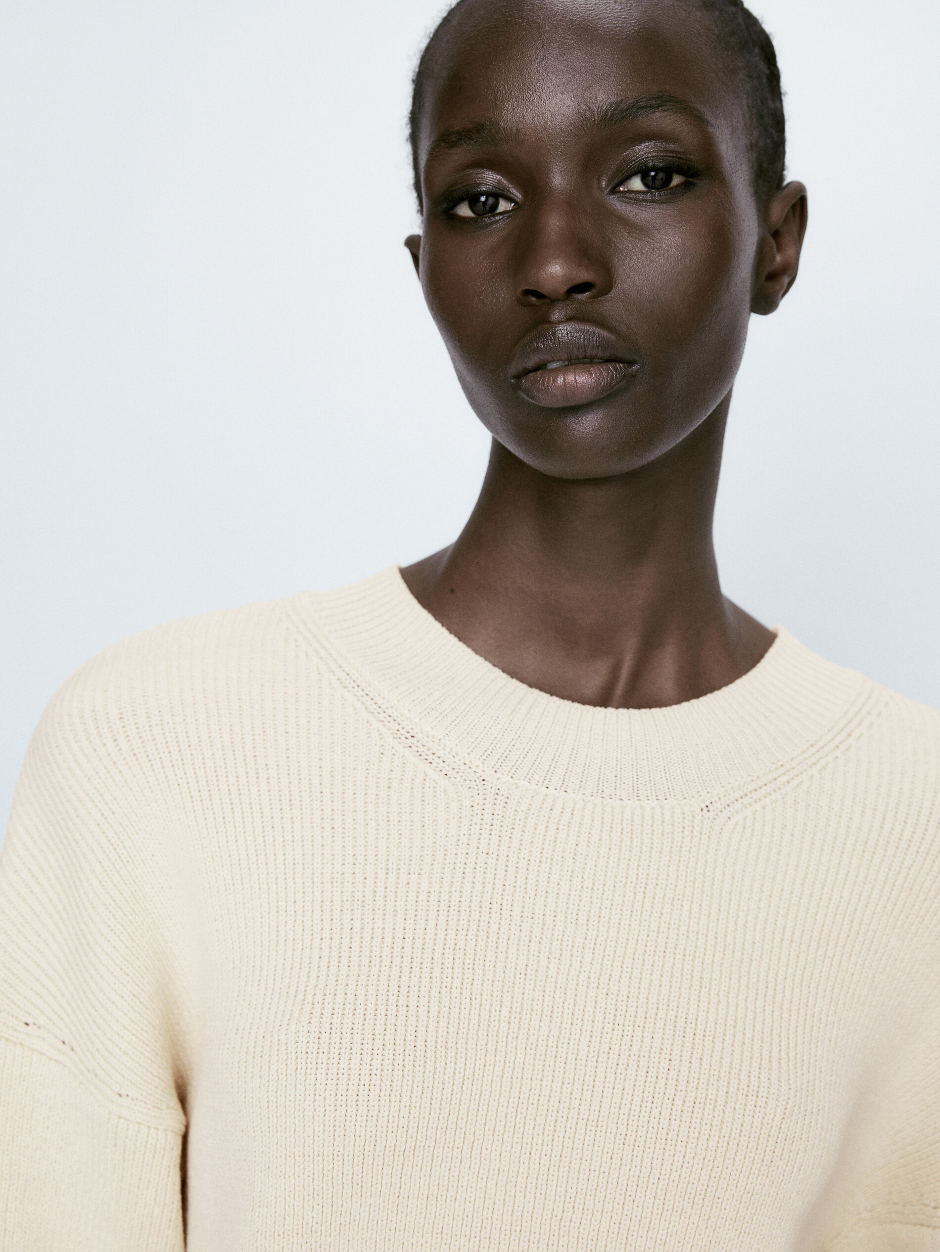 Jersey punto manga corta - Beige Claro