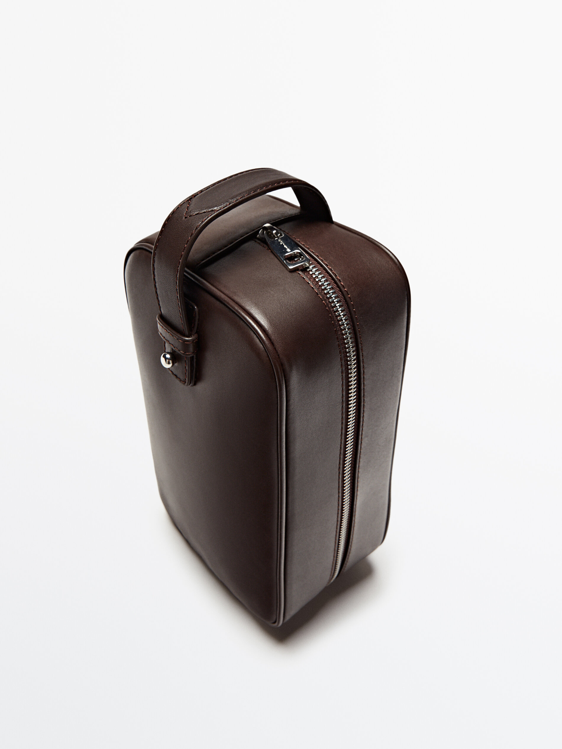 Neceser piel cremallera - MARRÓN