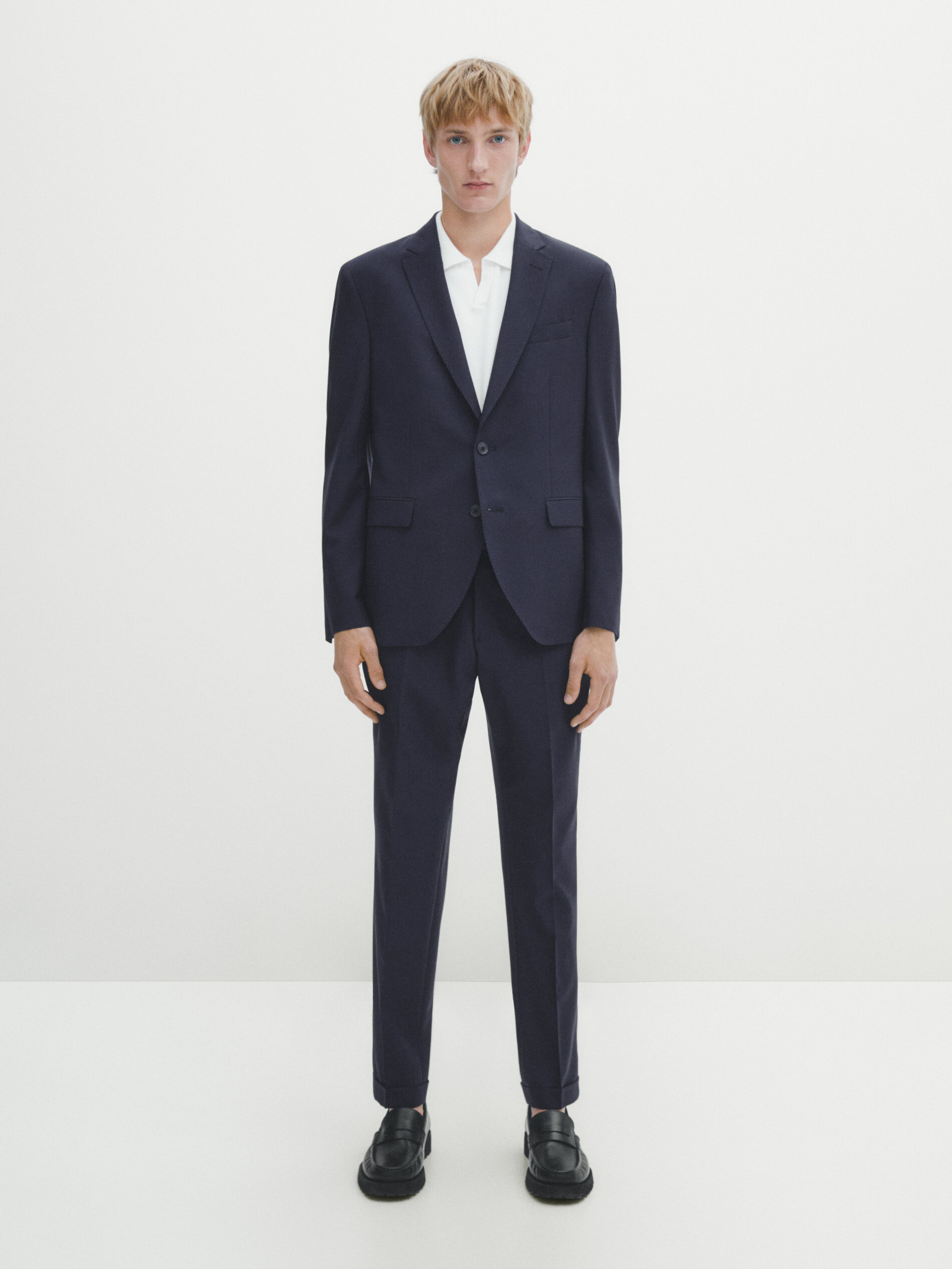 Pantalón traje azul lana - AZUL