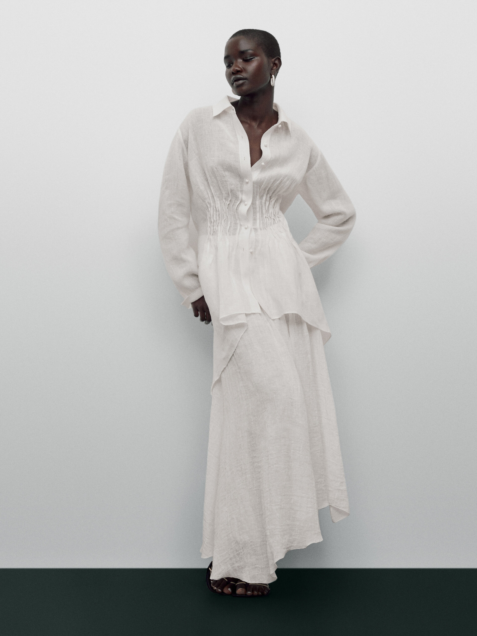 Falda de picos gofrada Limited edition - BLANCO