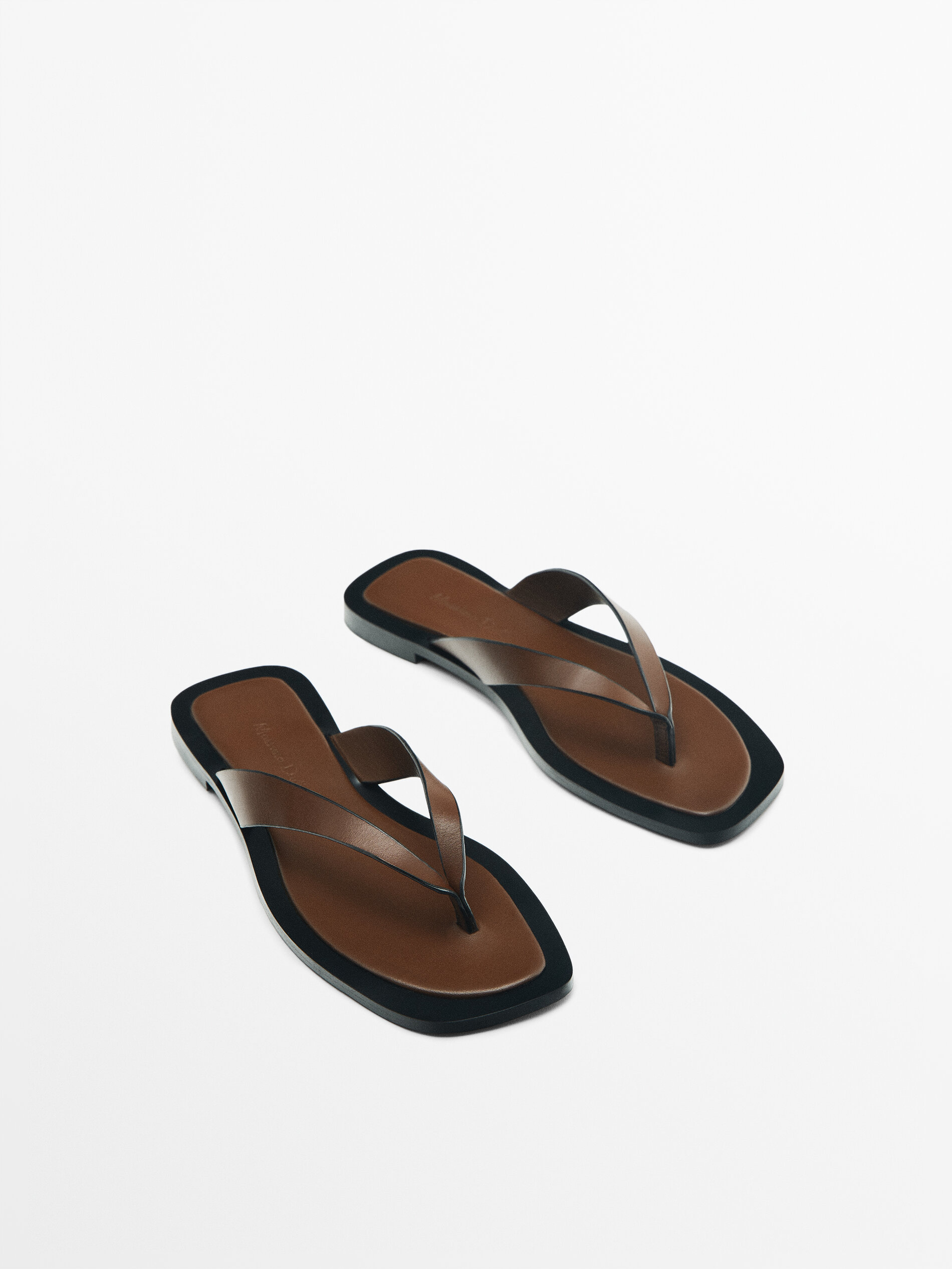 Sandalia piel tiras - MARRÓN