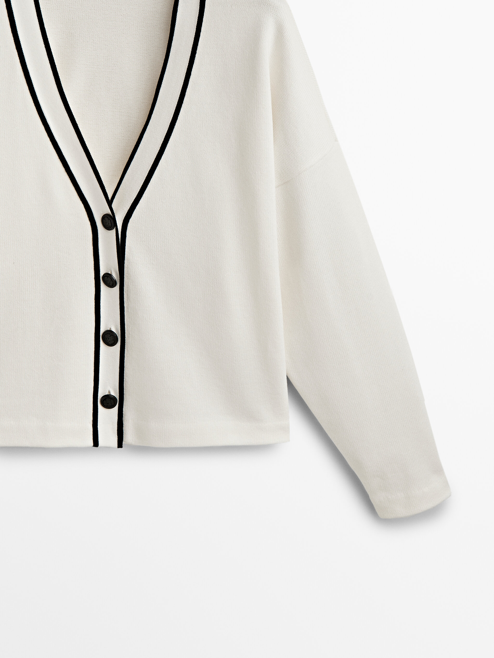 Cárdigan algodón contraste - CRUDO