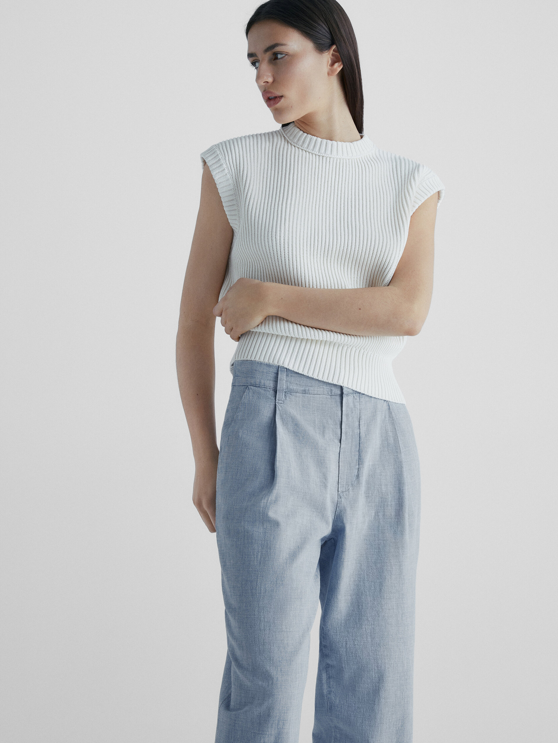 Pantalón denim fluido ancho - Azul Claro