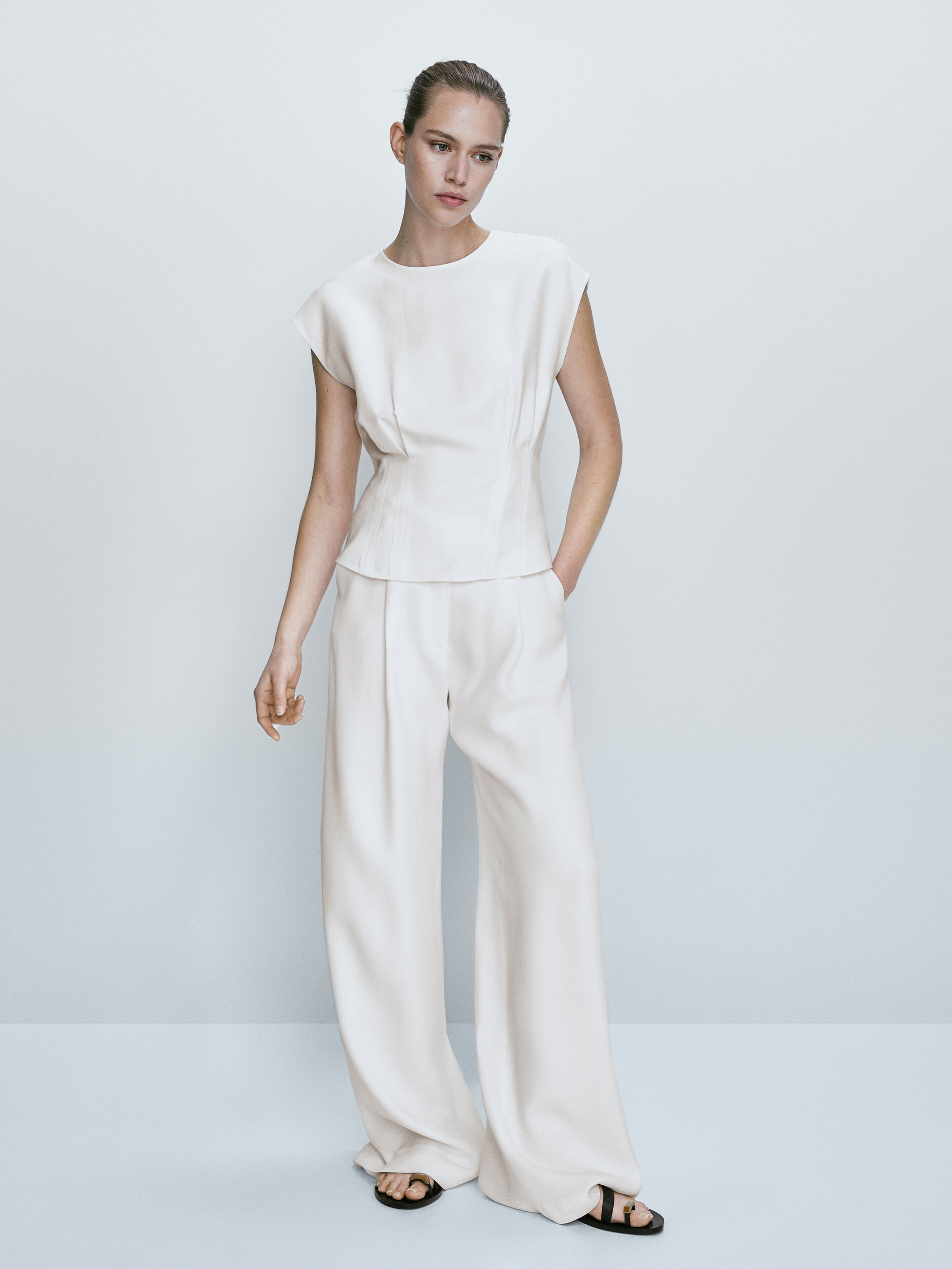 Top pinzas cintura - CRUDO