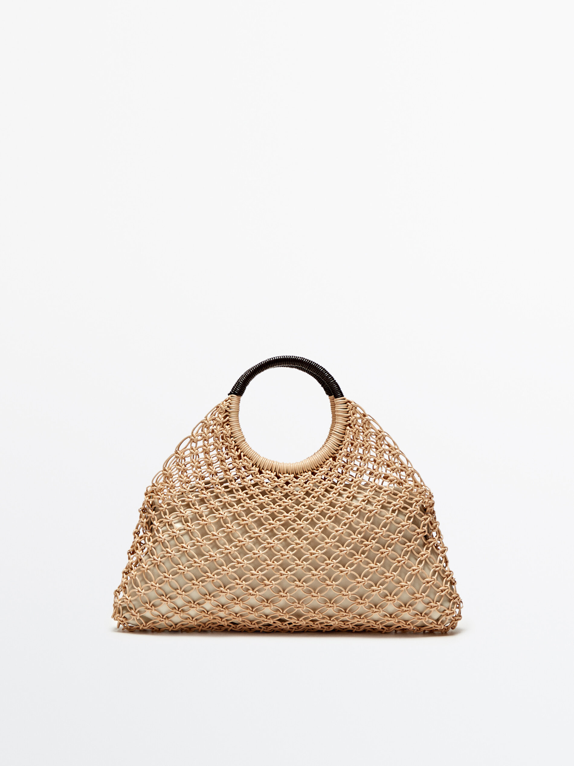 Bolso mini shopper trenzado tubular - BLANCO