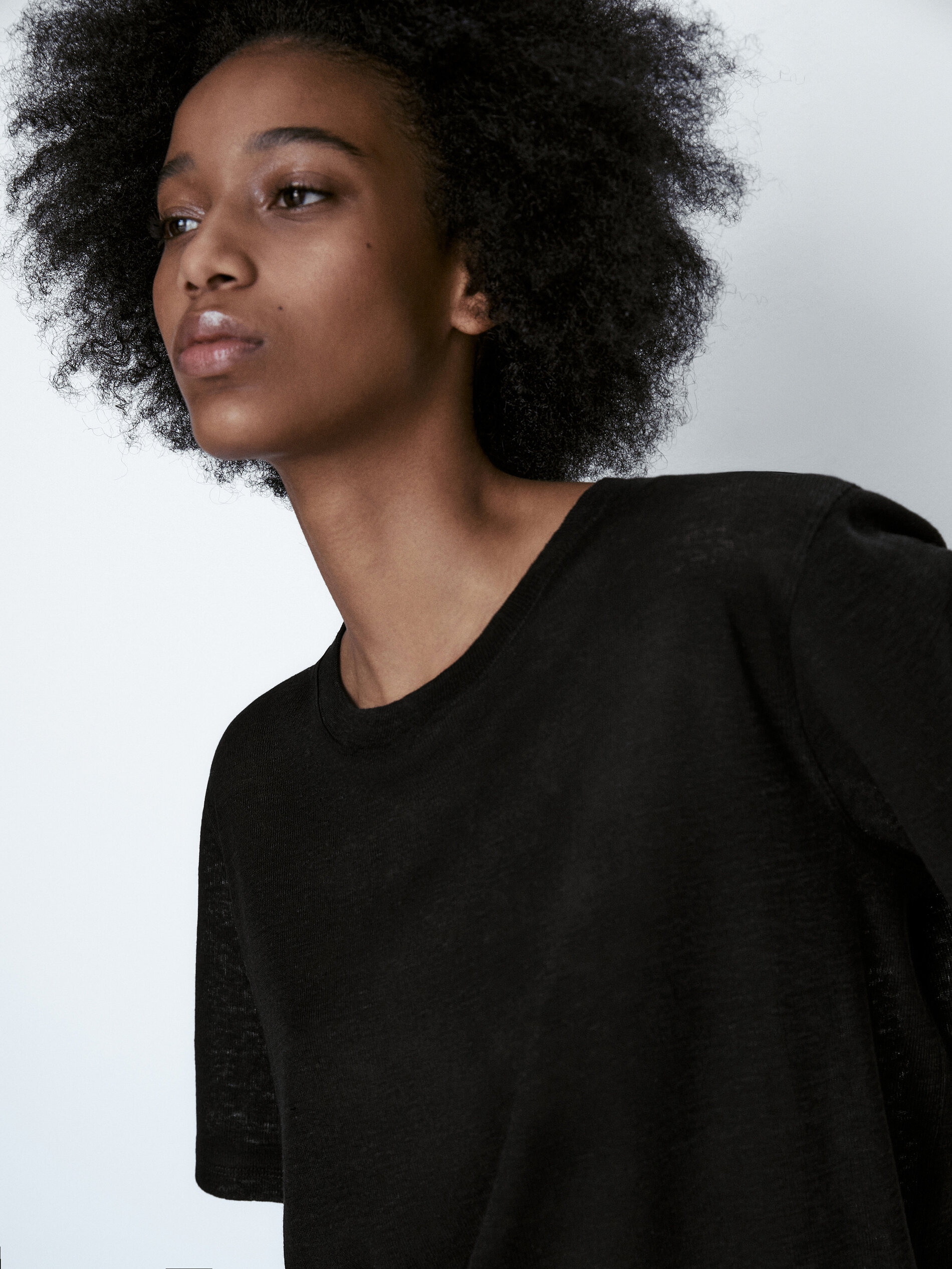 Camiseta manga corta 100% lino - NEGRO