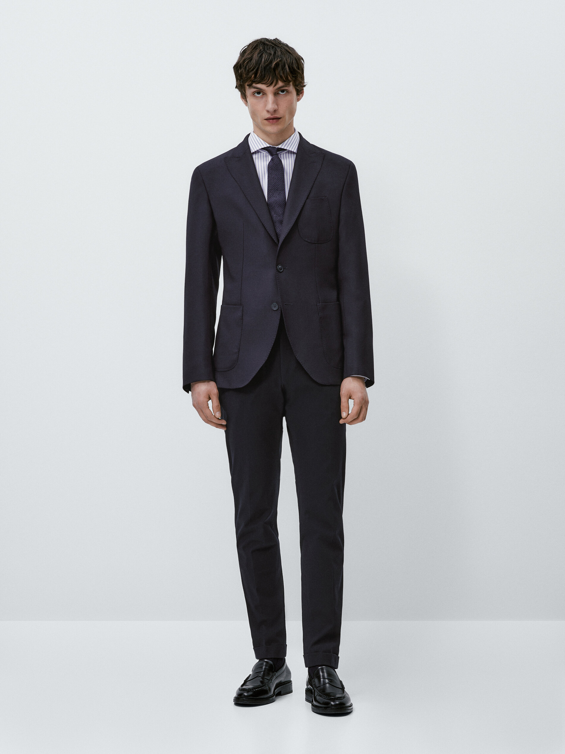 Camisa rayas estructura easy iron slim fit - AZUL