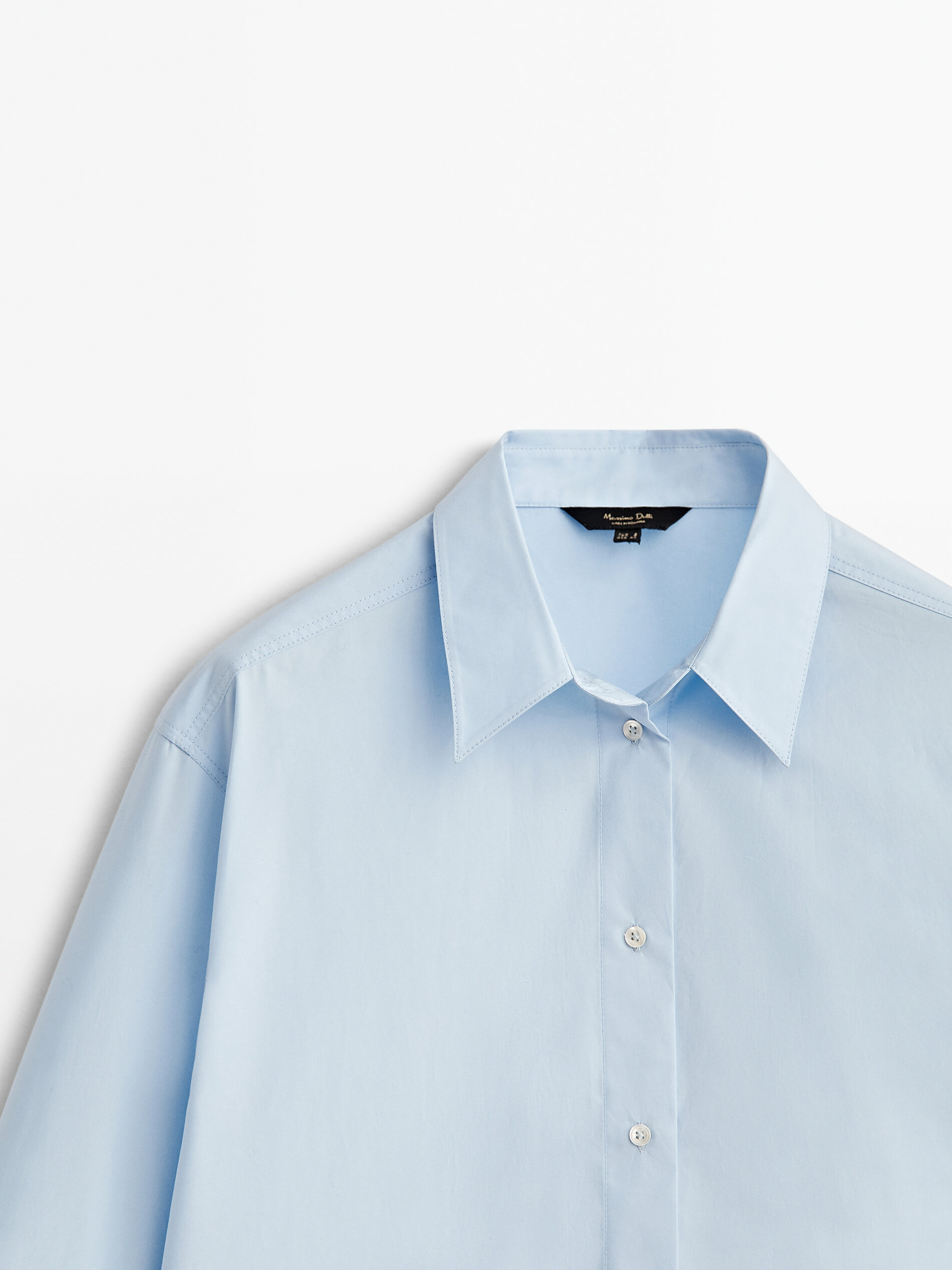 Camisa popelín detalle costuras - CELESTE