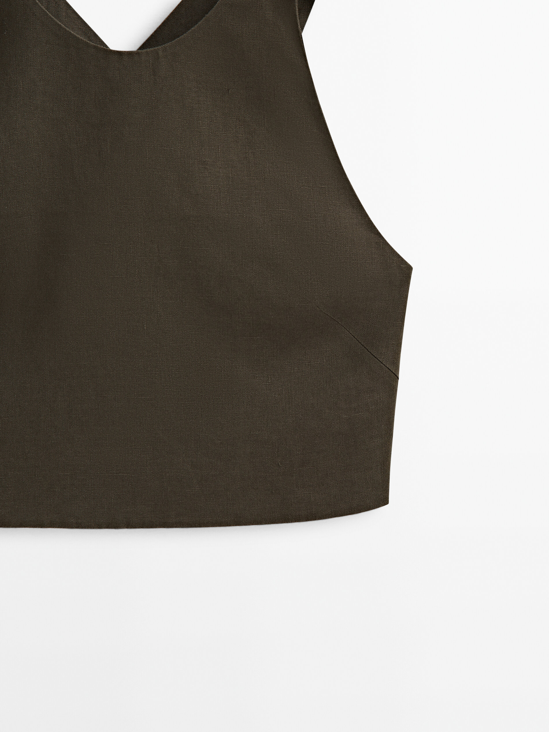 Top lino espalda cruzada - KAKI