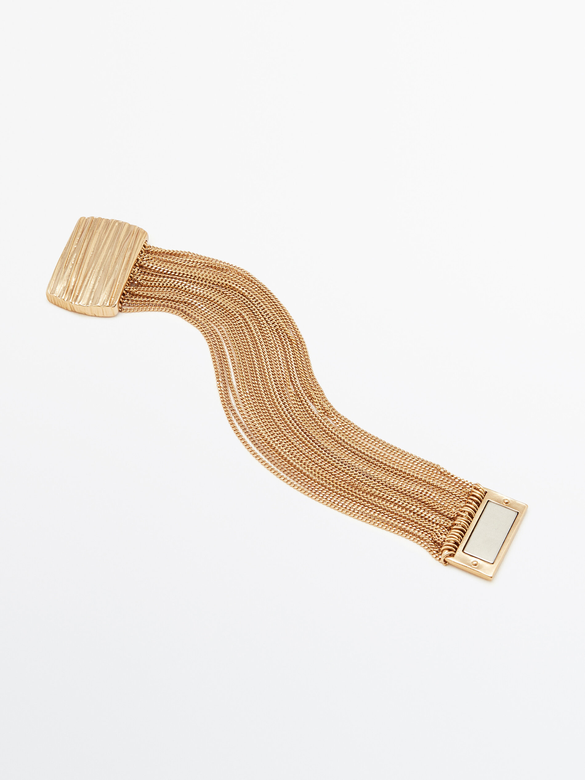 Pulsera cadenas textura baño oro - DORADO