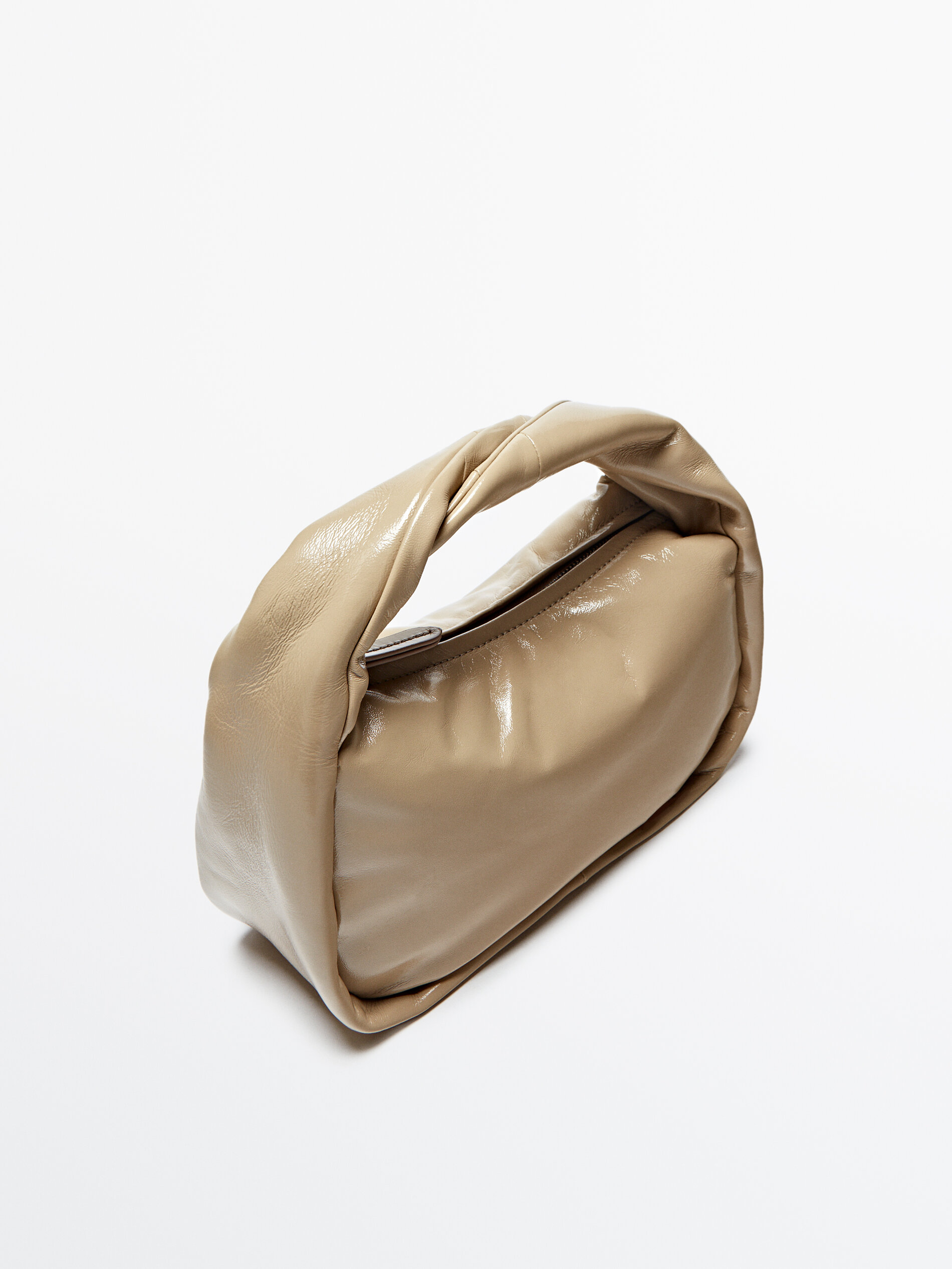 Bolso saca piel acabado craquelado - BEIGE