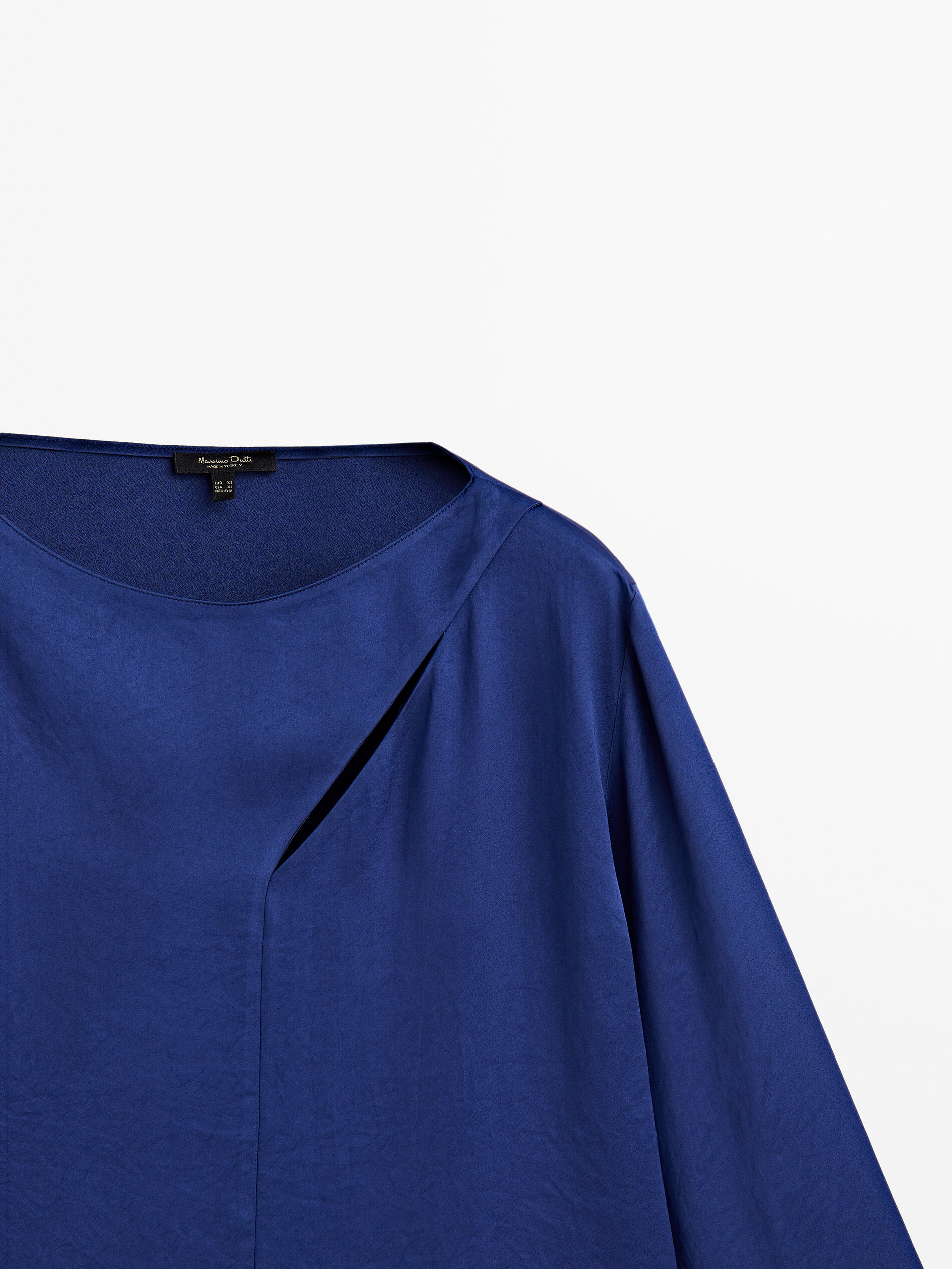 Camisa satinada cut out - Azul Oscuro