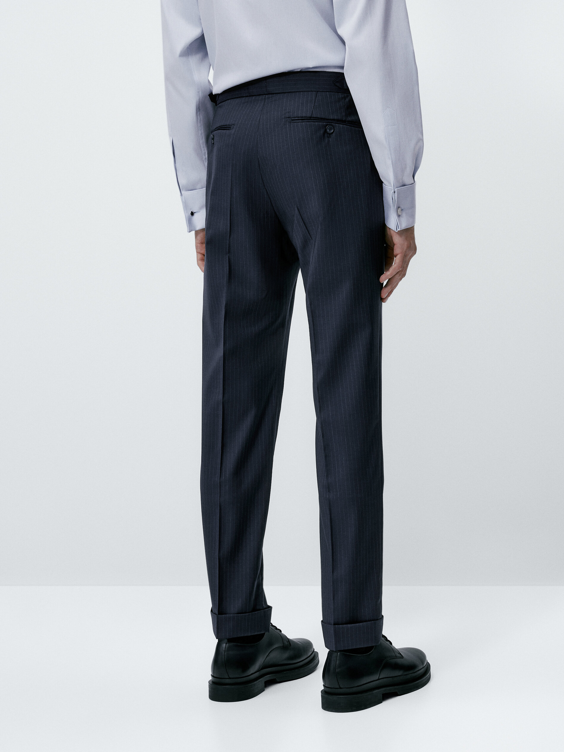 Pantalón traje lana super 120's raya diplomática - AZUL MARINO