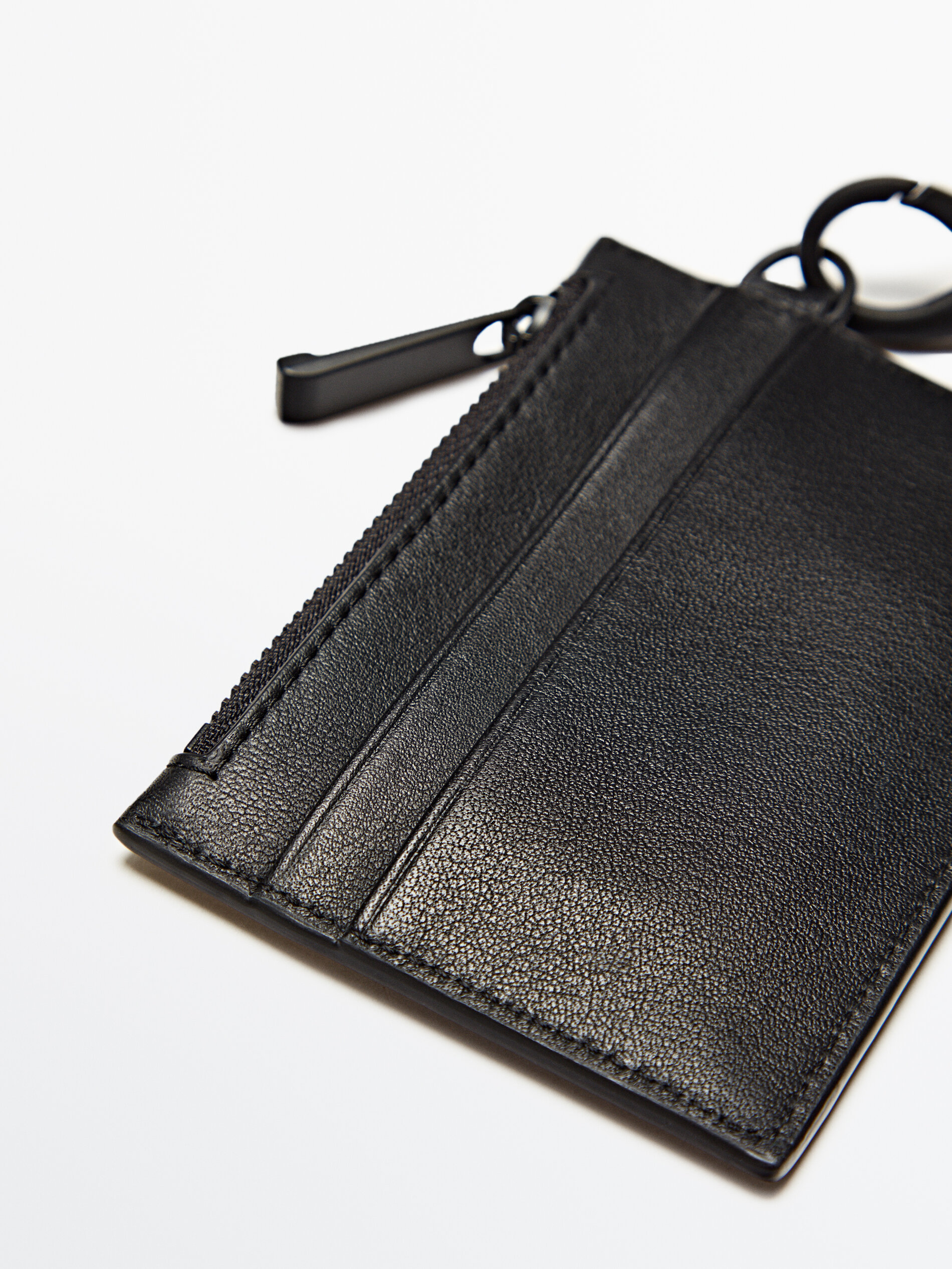 Tarjetero piel con correa - NEGRO