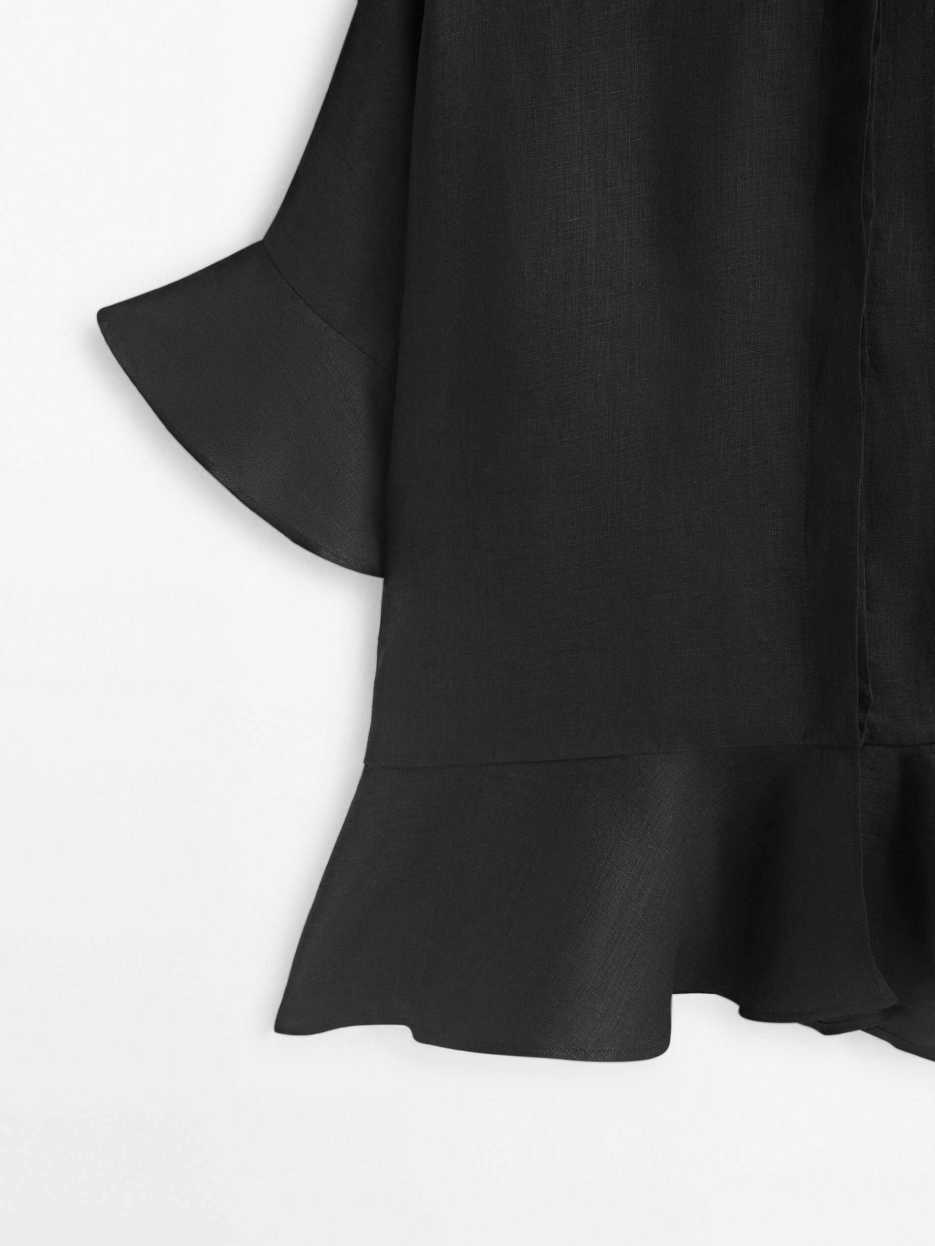 Camisa peplum lino -Studio - NEGRO