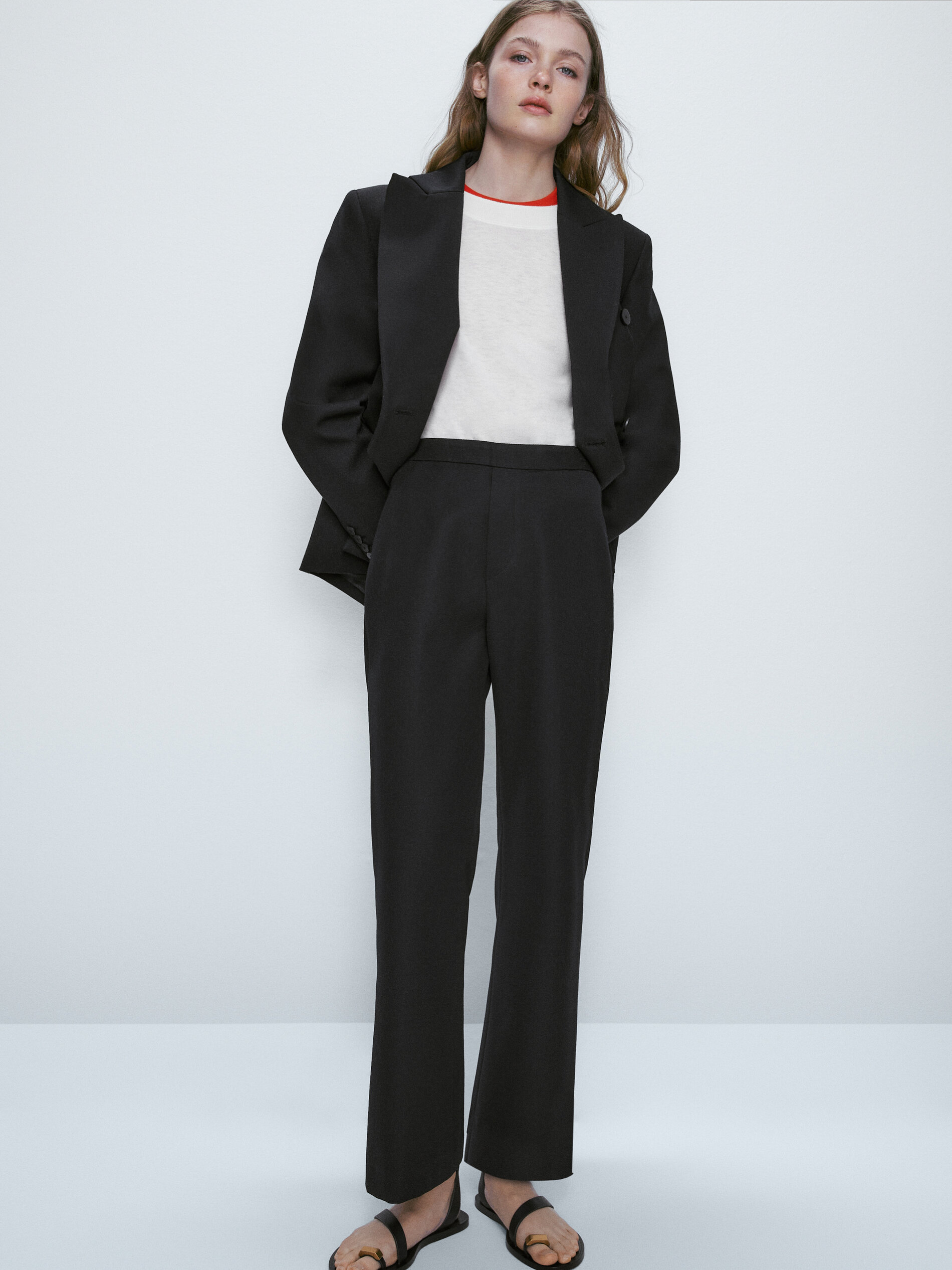 Pantalón con lana kick flare - NEGRO