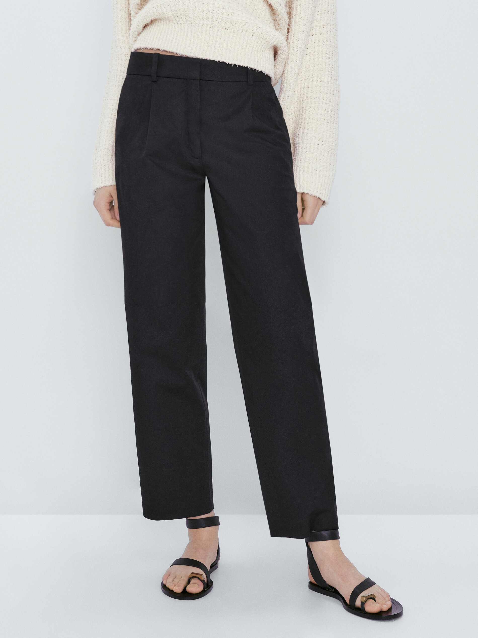 Pantalón chino mezcla algodón - AZUL MARINO