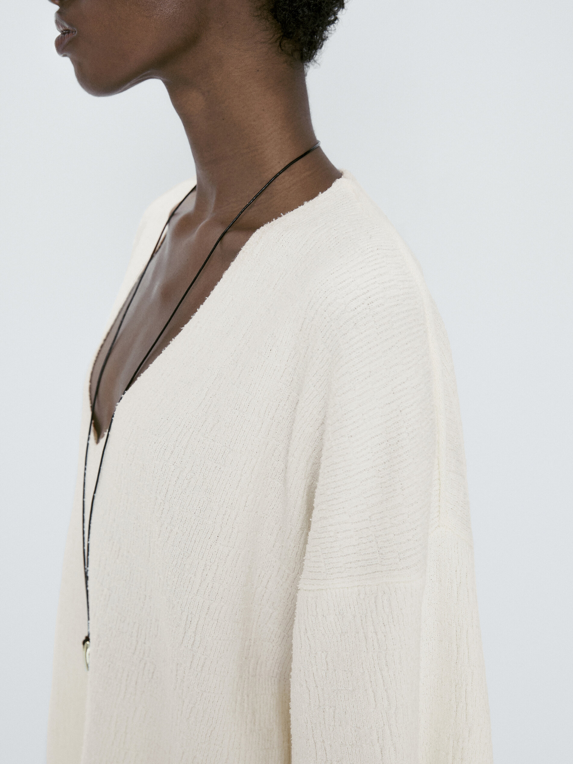 Jersey capa punto estructura cuello pico - CRUDO