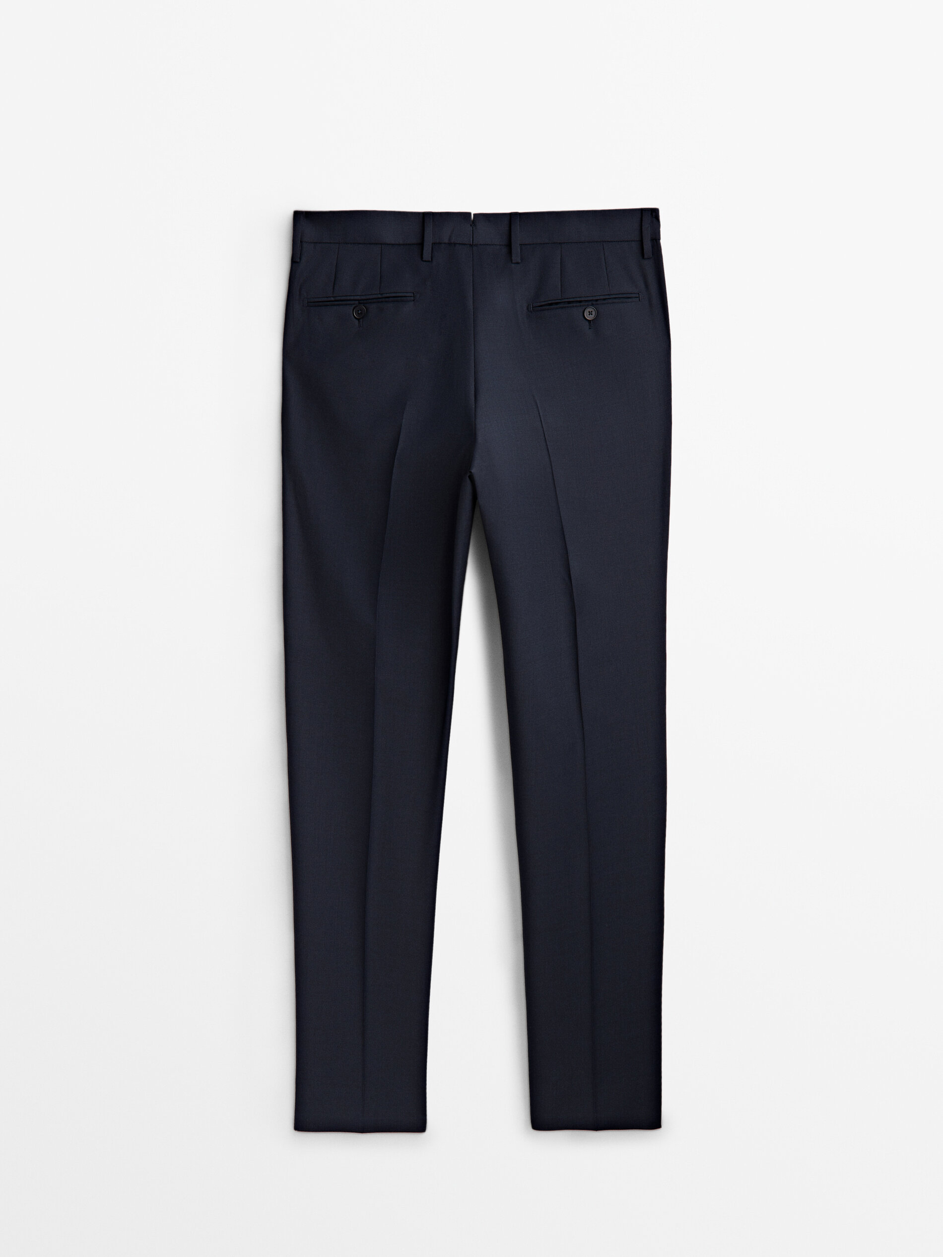 Pantalón traje pata de gallo 100% lana - AZUL MARINO