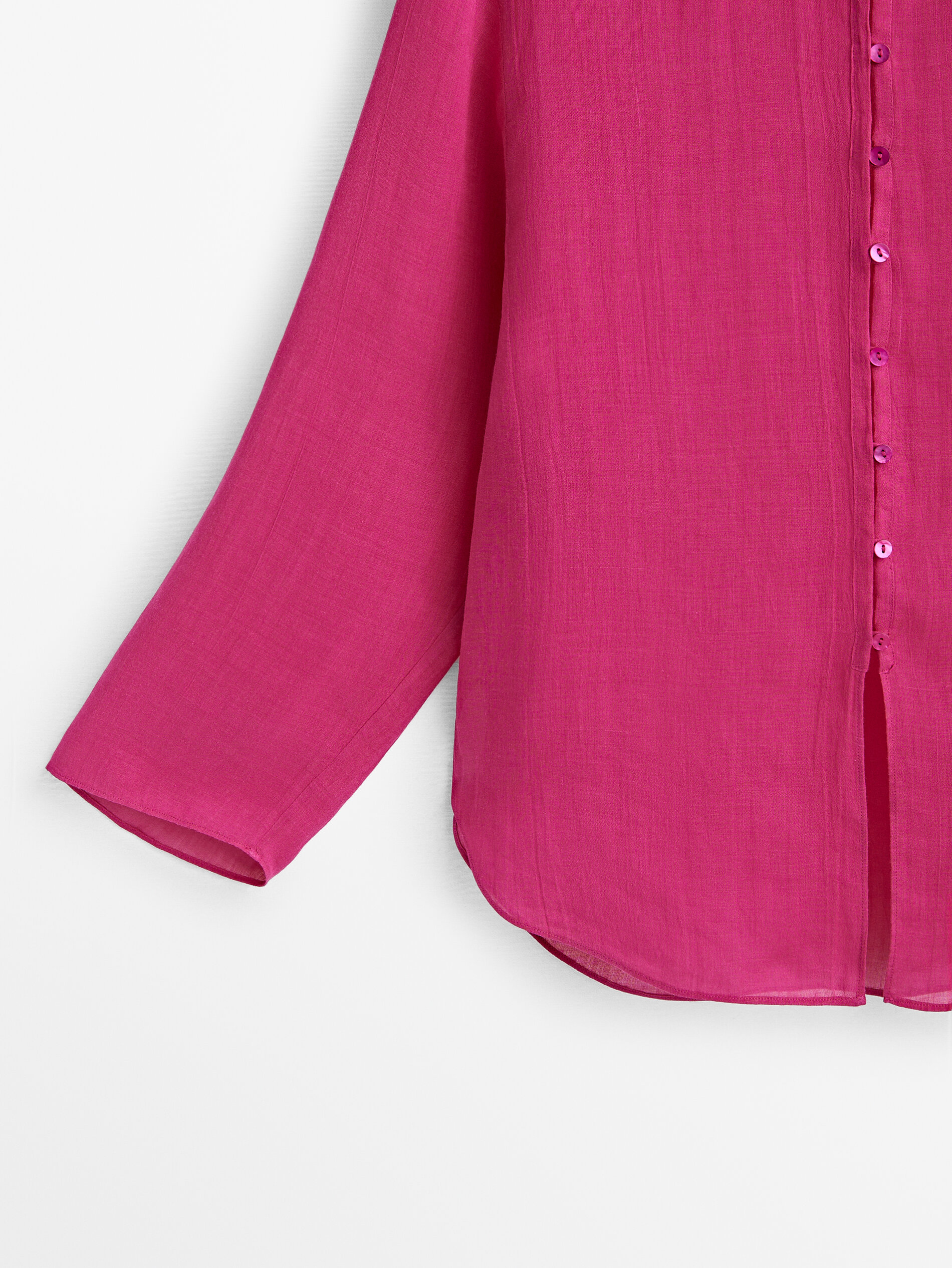 Camisa 100% ramio cuello mao - FUCSIA
