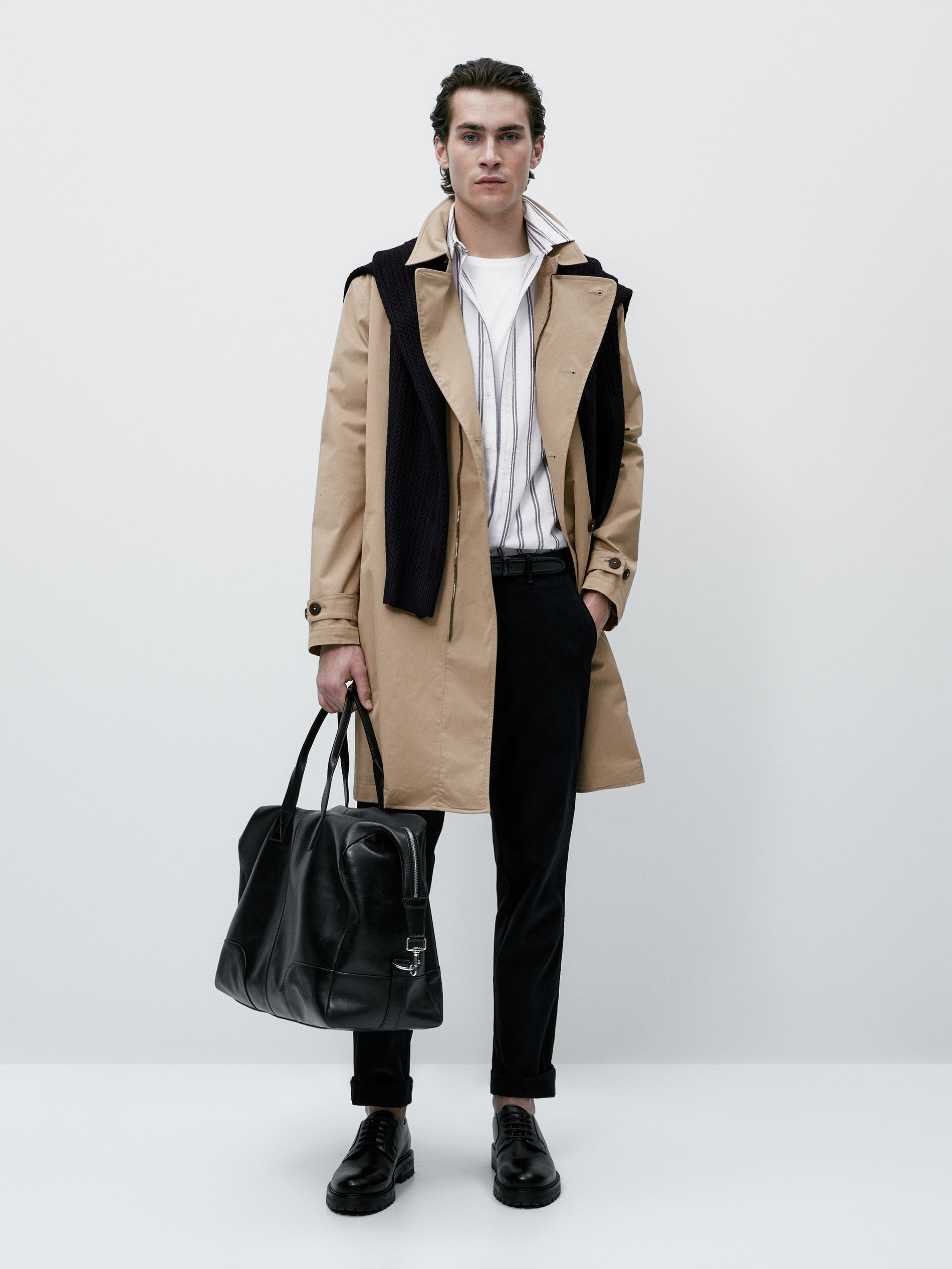 Camisa raya doble regular fit - AZUL MARINO