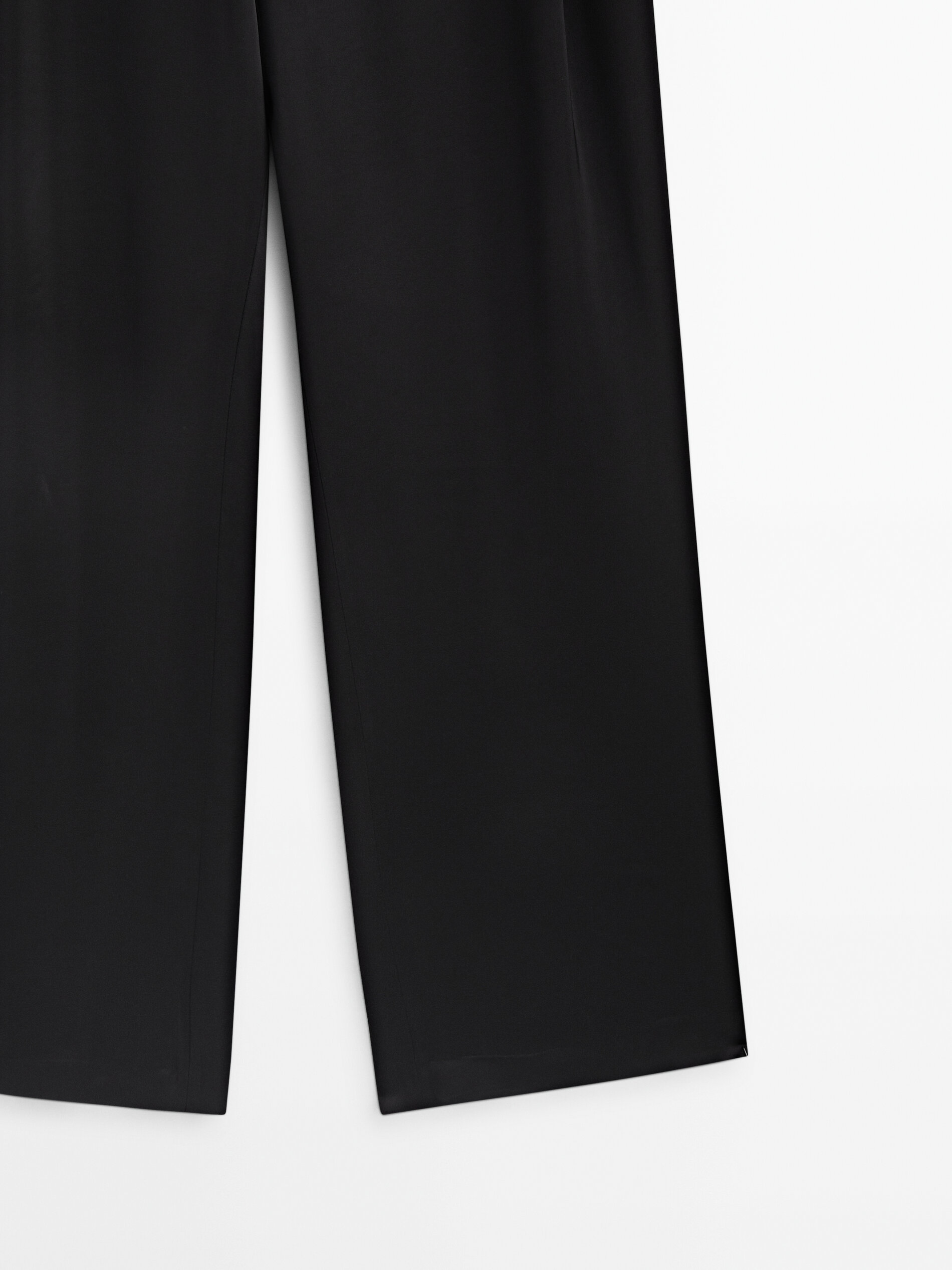 Pantalón negro satinado pinzas -Studio - NEGRO
