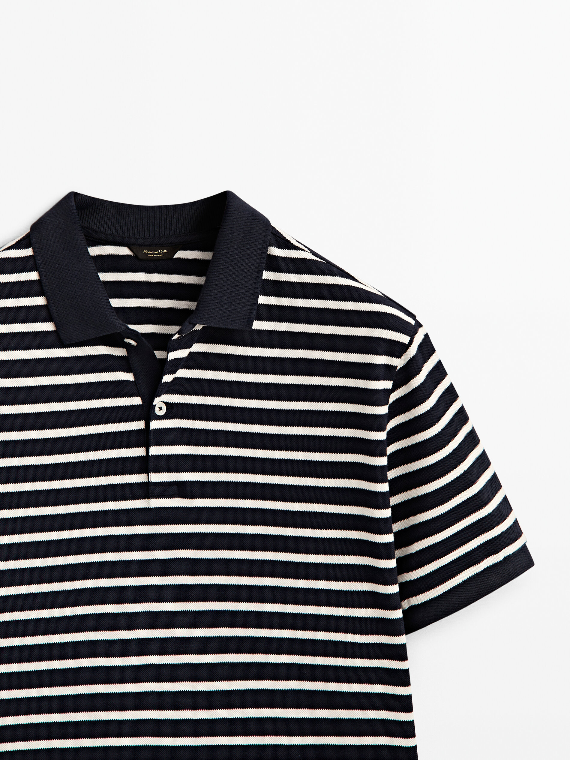 Polo rayas manga corta algodón - AZUL MARINO