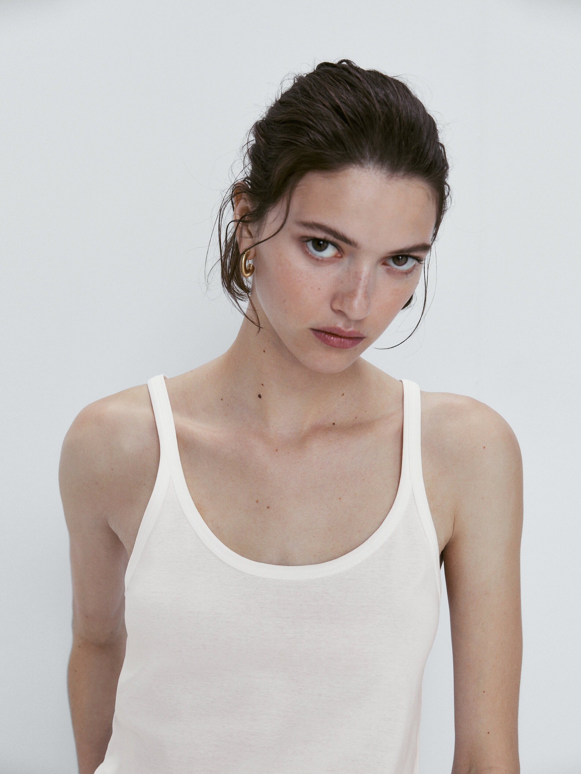 Camiseta algodón tirantes finos - BLANCO