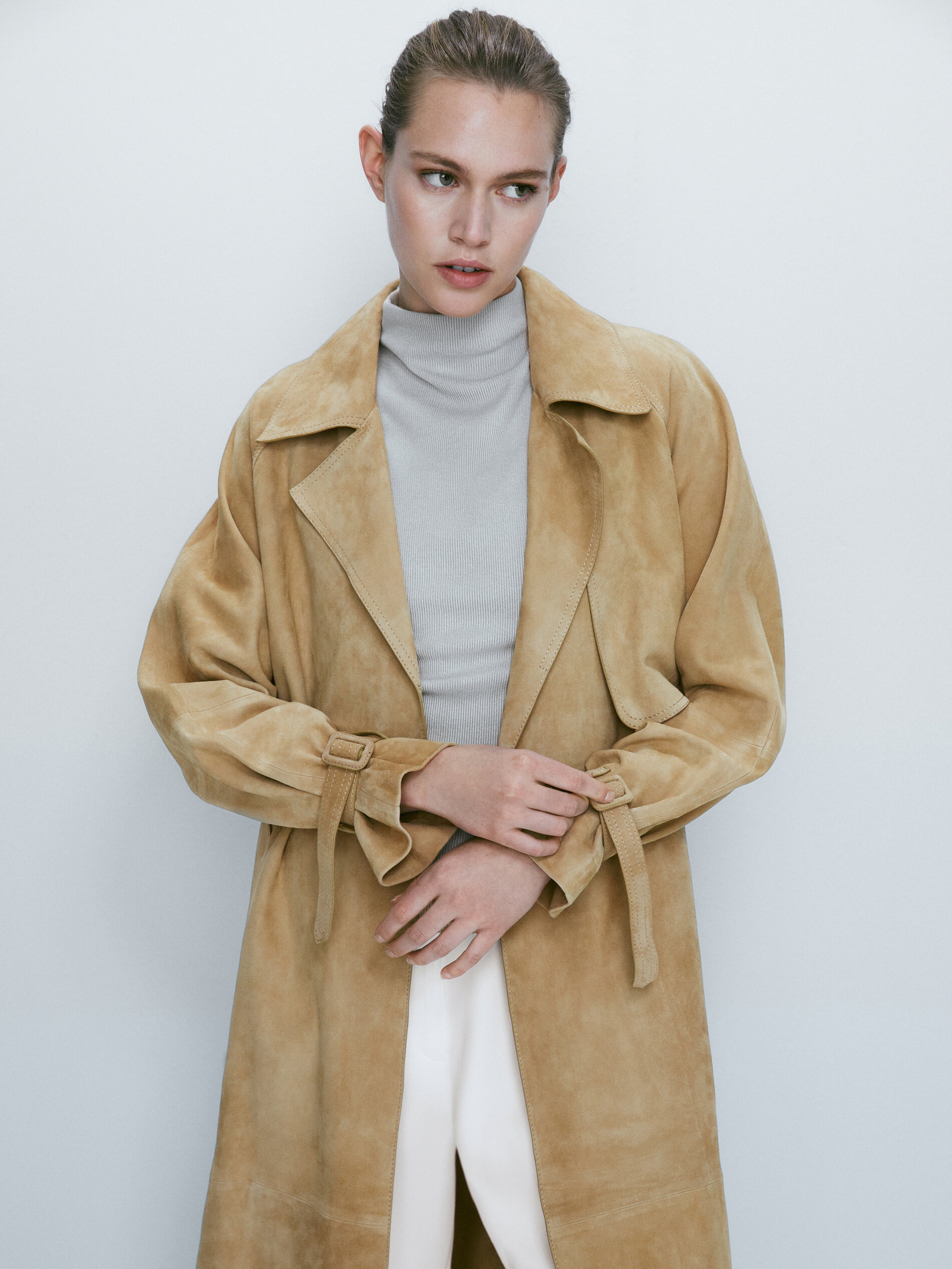 Chaqueta trench ante - CAMEL