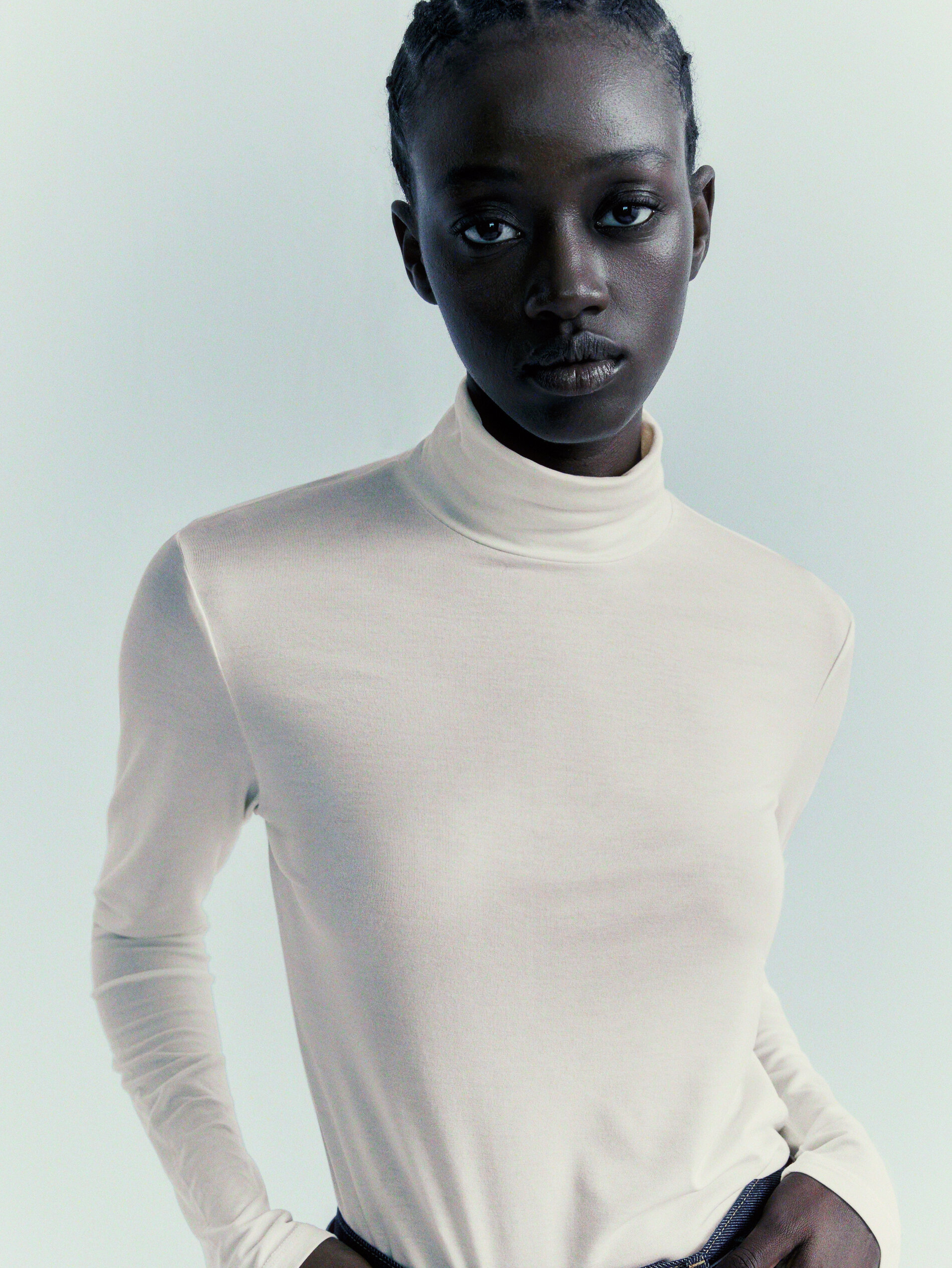 Camiseta cuello alto manga larga - CRUDO