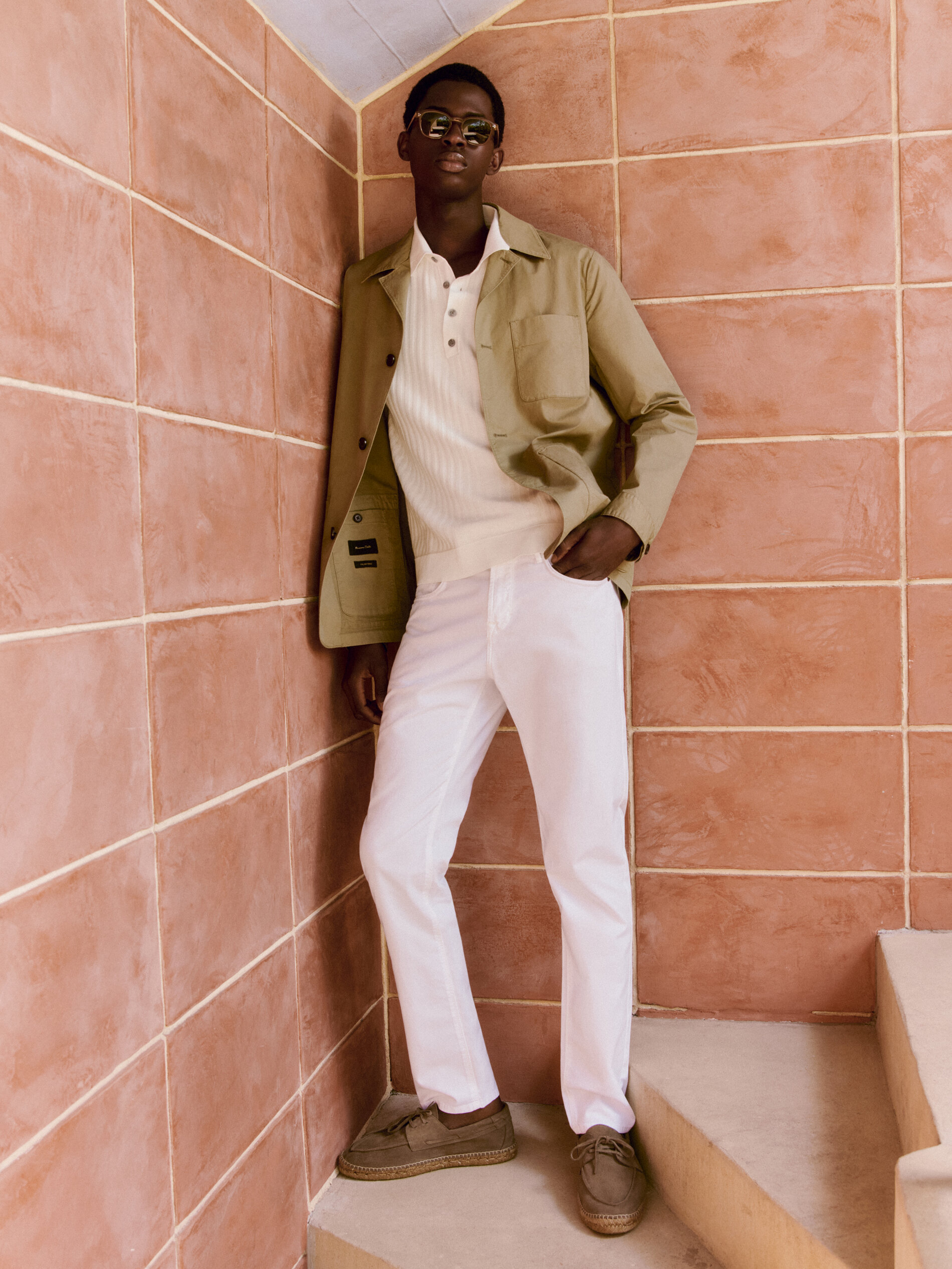 Pantalón tejanero estructura slim fit - BLANCO