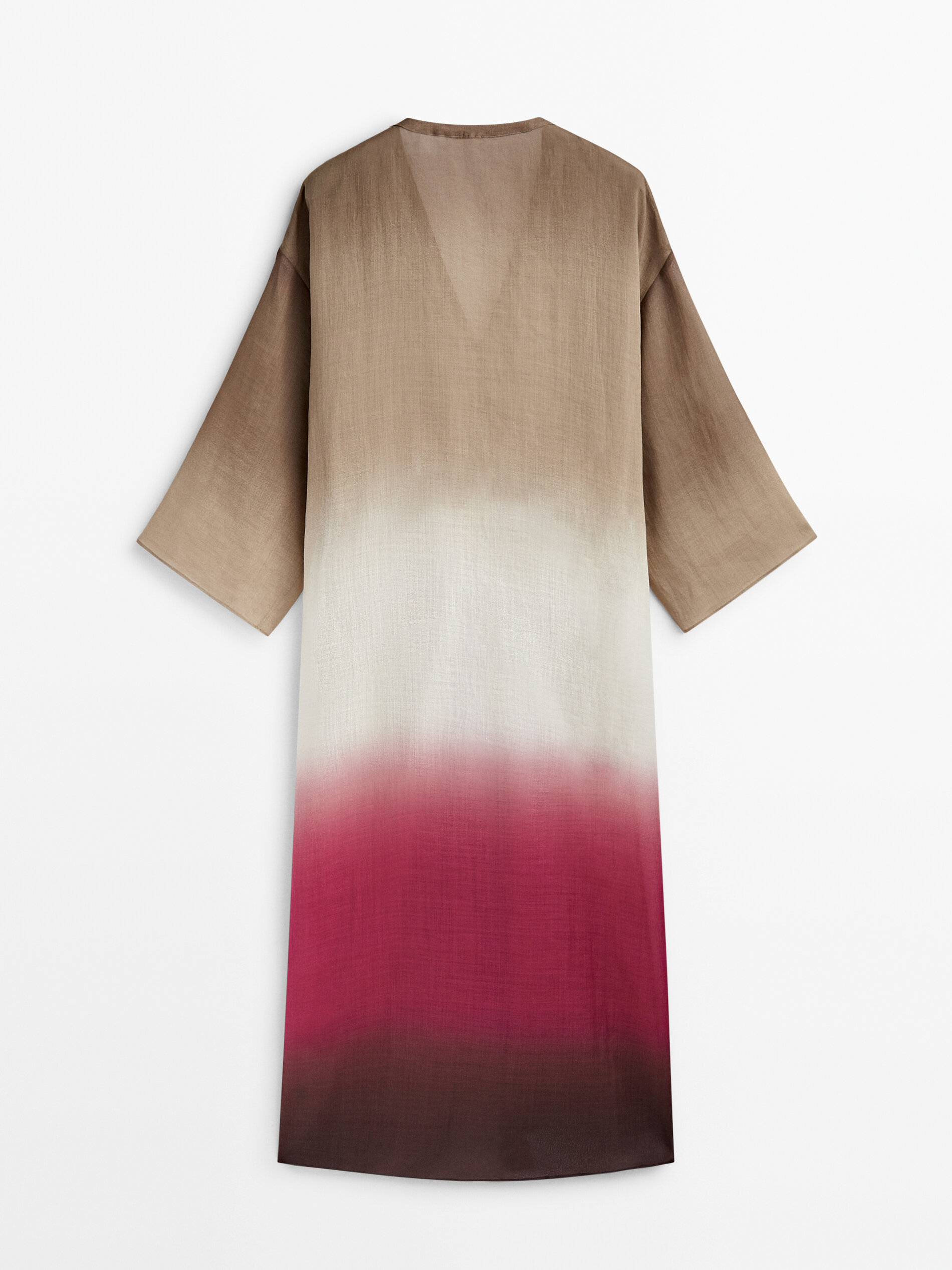 Vestido túnica nudo ramio tie dye - FUCSIA