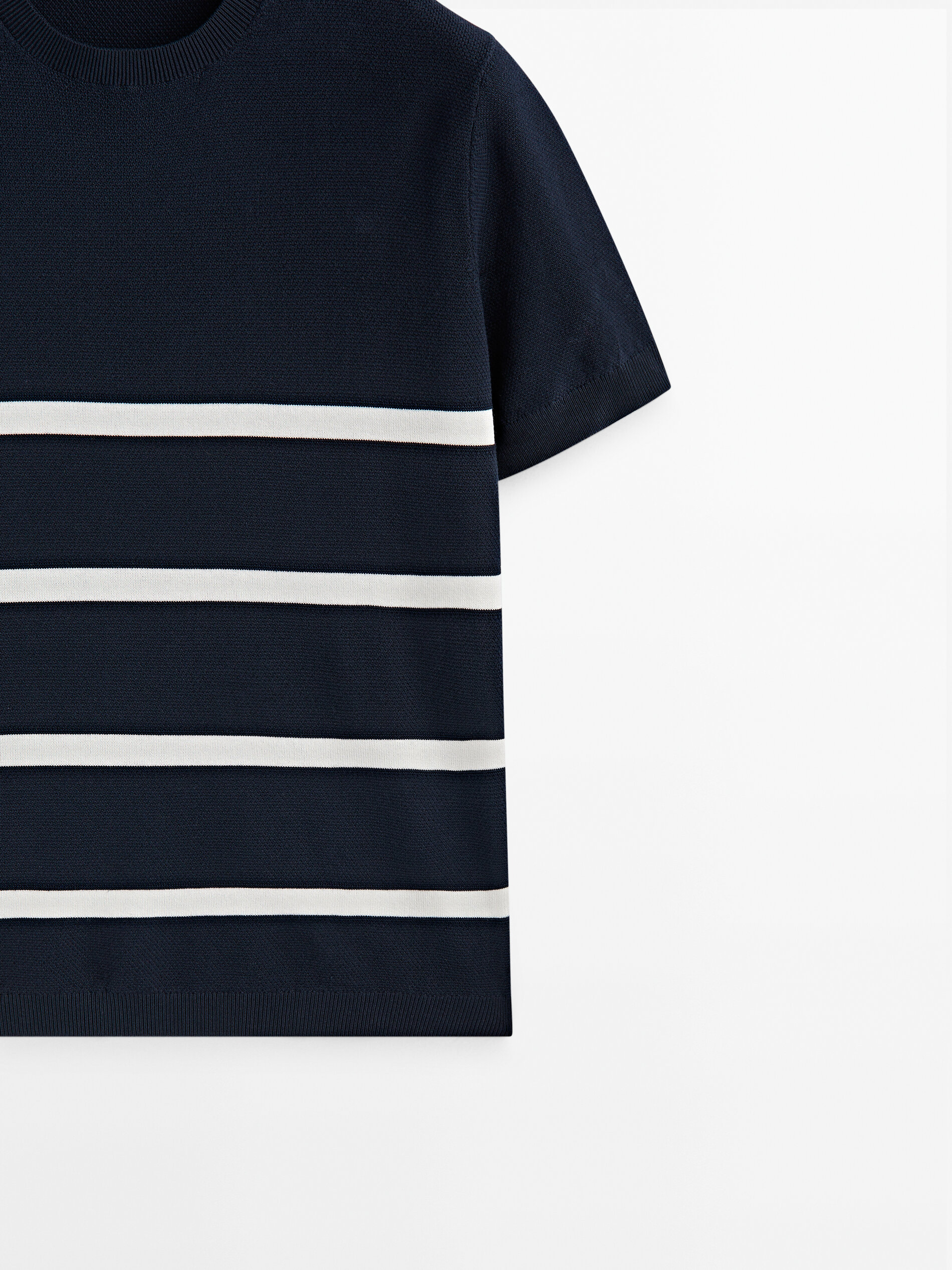 Jersey punto estructura rayas - AZUL MARINO