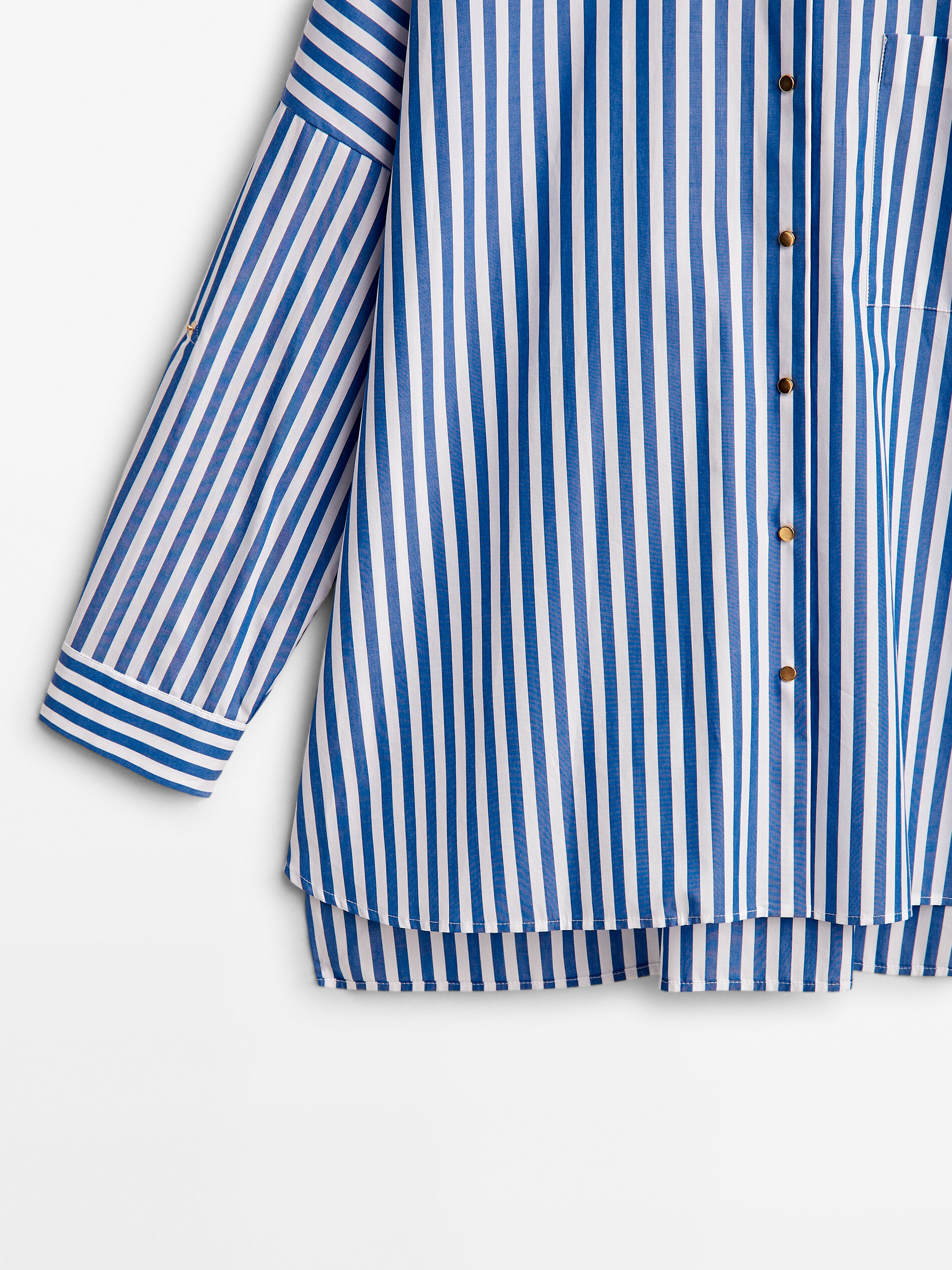 Camisa rayas popelín snaps -Studio - AZUL