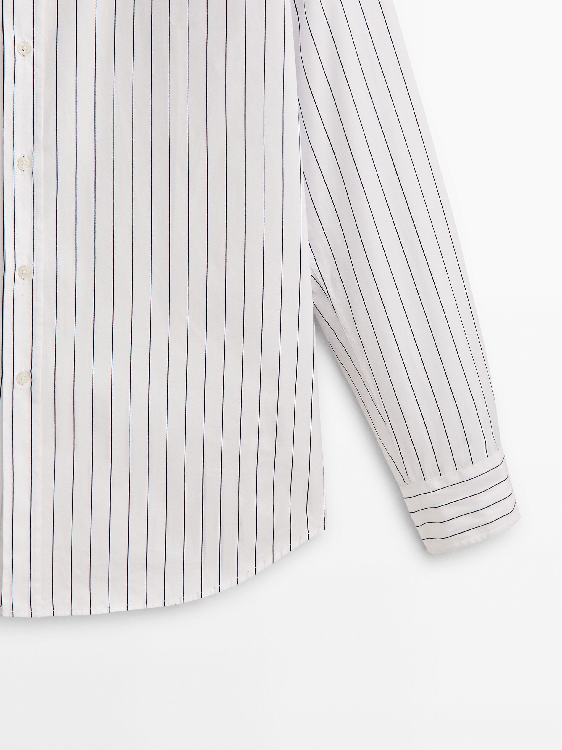 Camisa popelín algodón rayas regular fit - AZUL MARINO