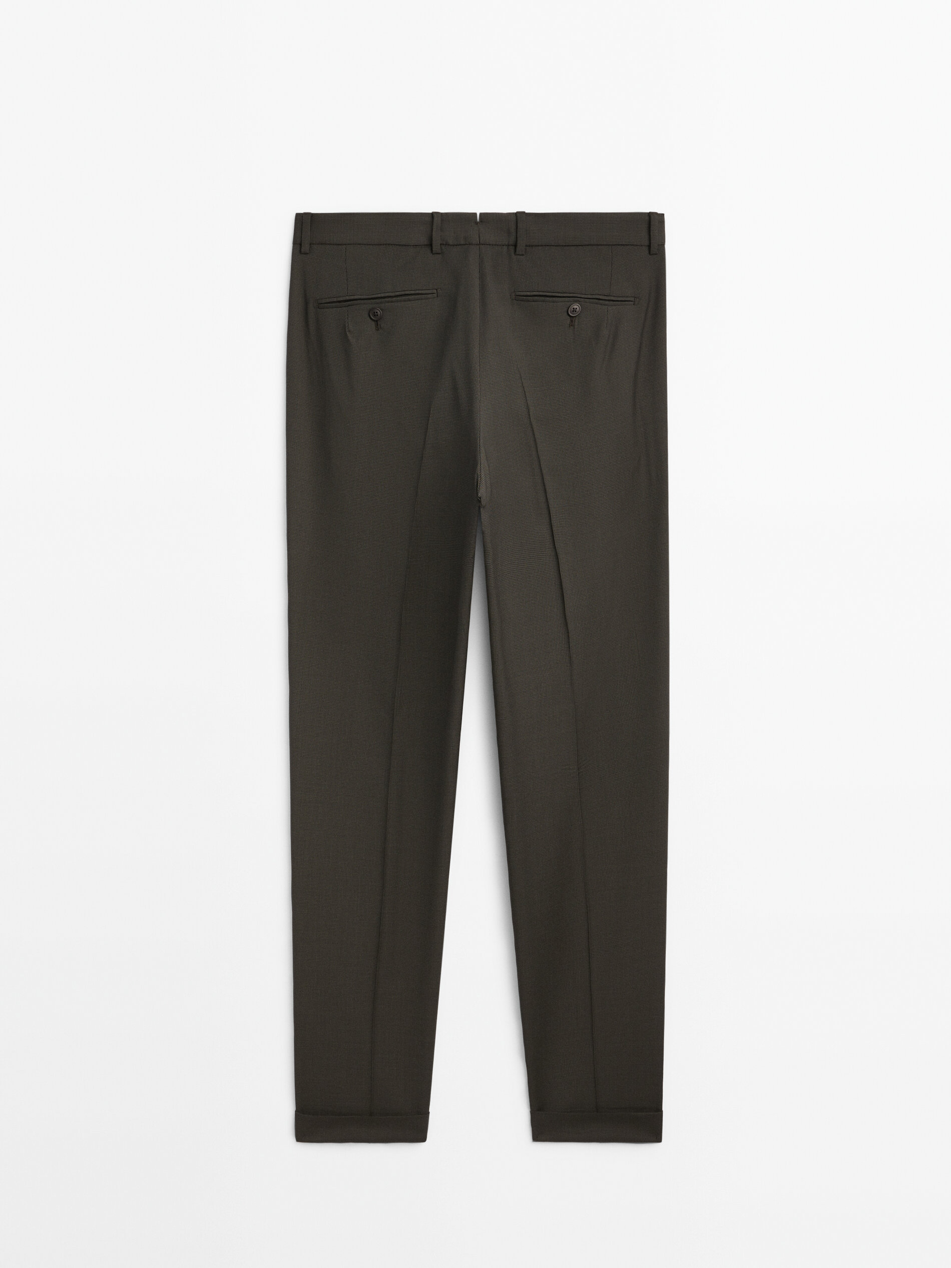 Pantalón traje lana super 120's pata de gallo - ACEITE