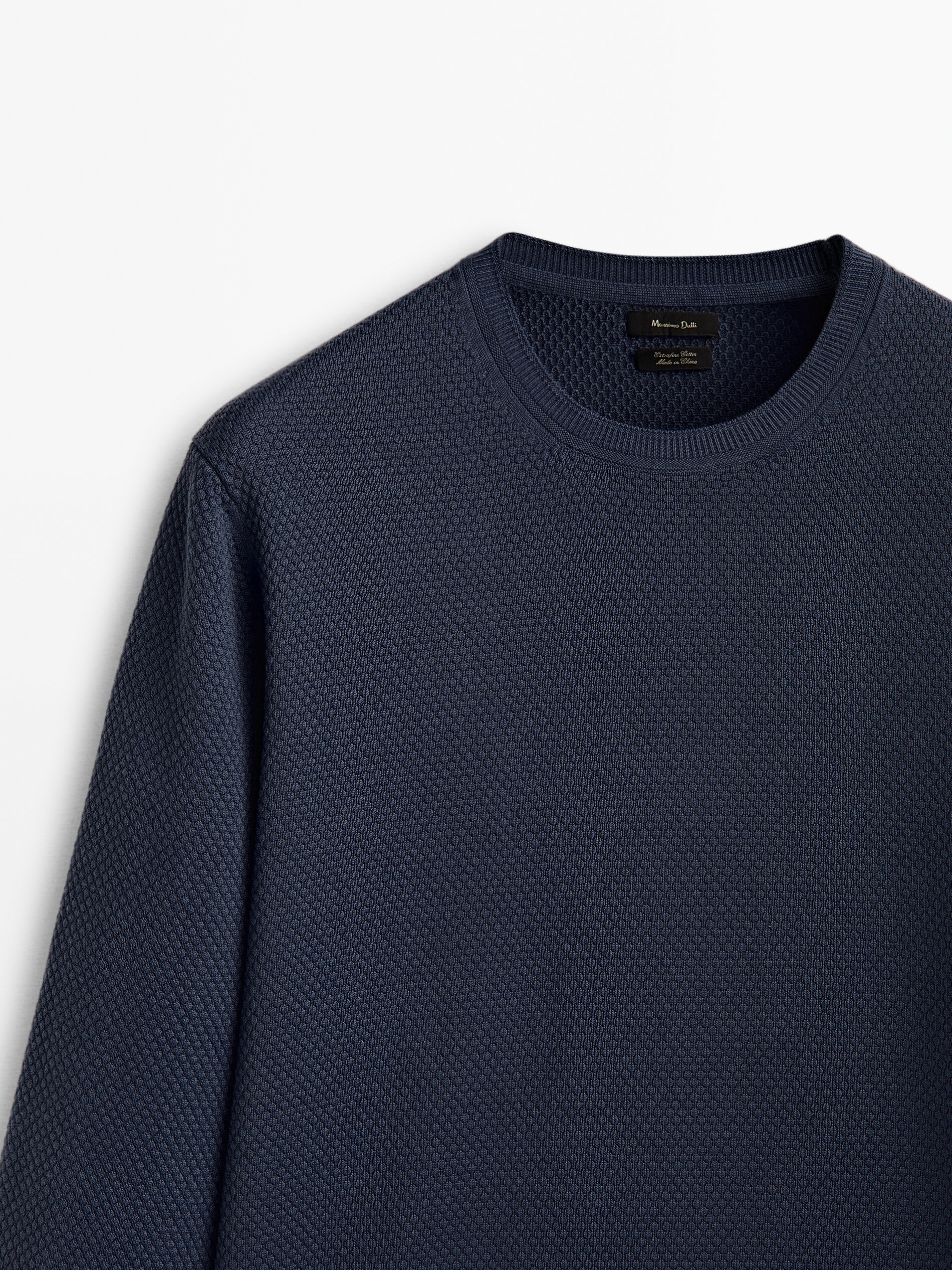 Jersey de punto estructura cuello redondo - AZUL MARINO