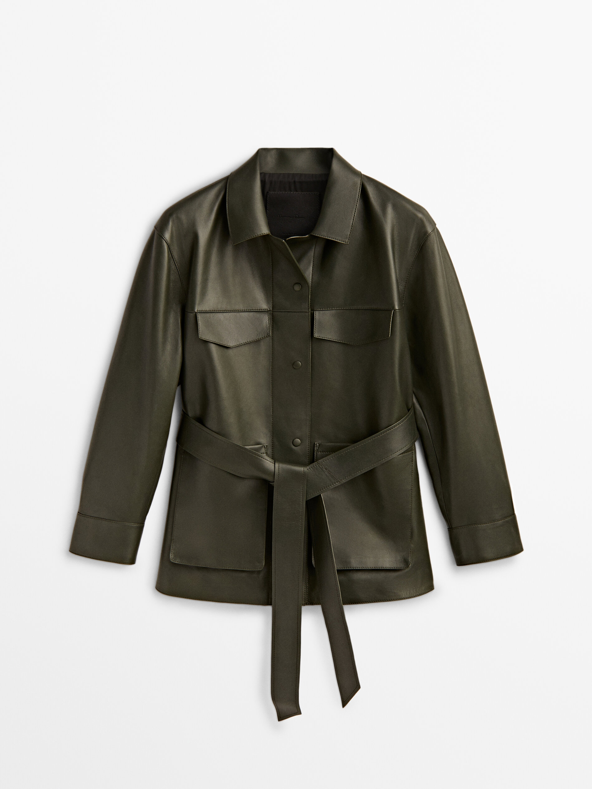 Chaqueta piel napa bolsillos - VERDE