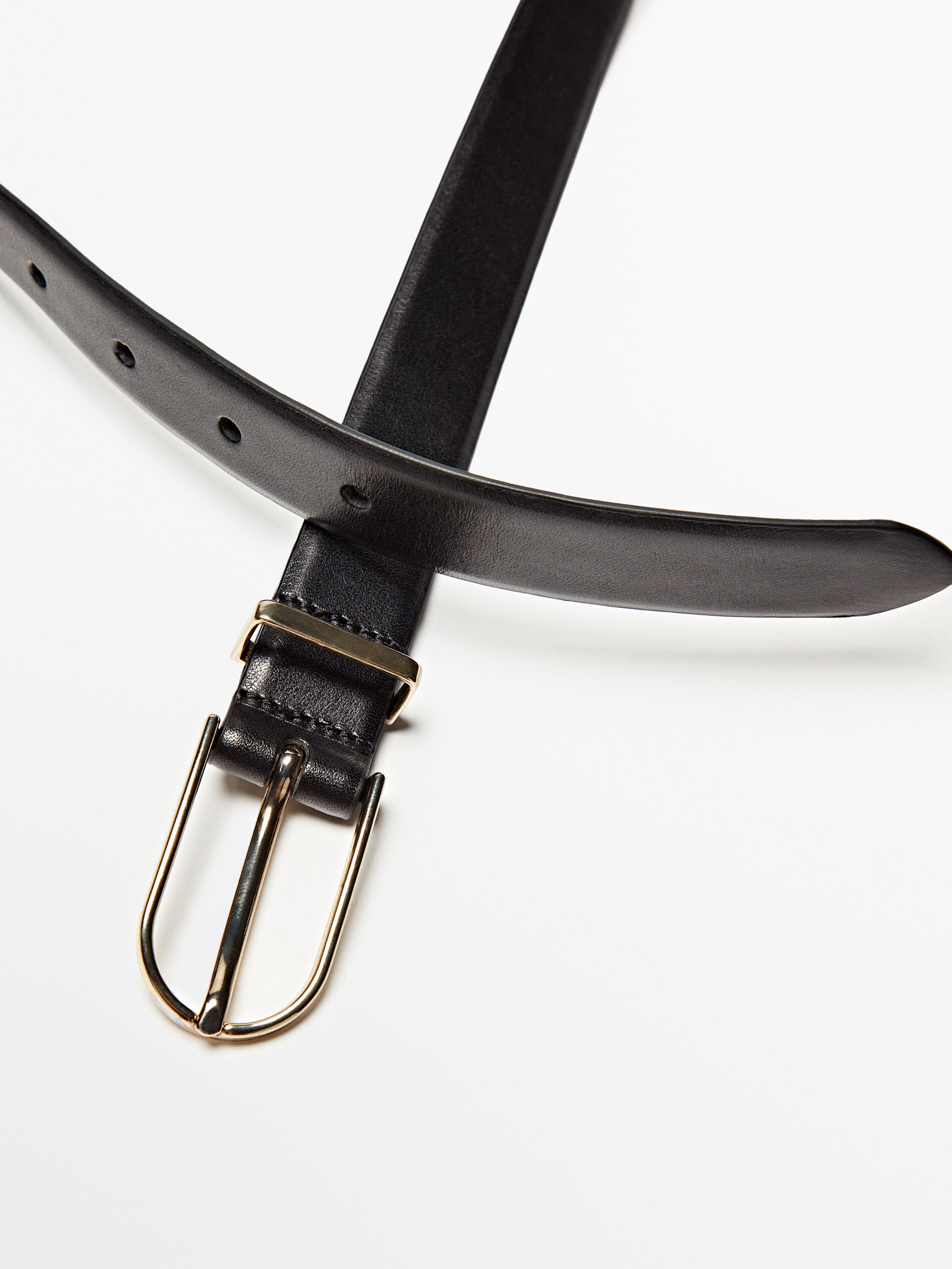 Cinturón piel pasador fino - NEGRO