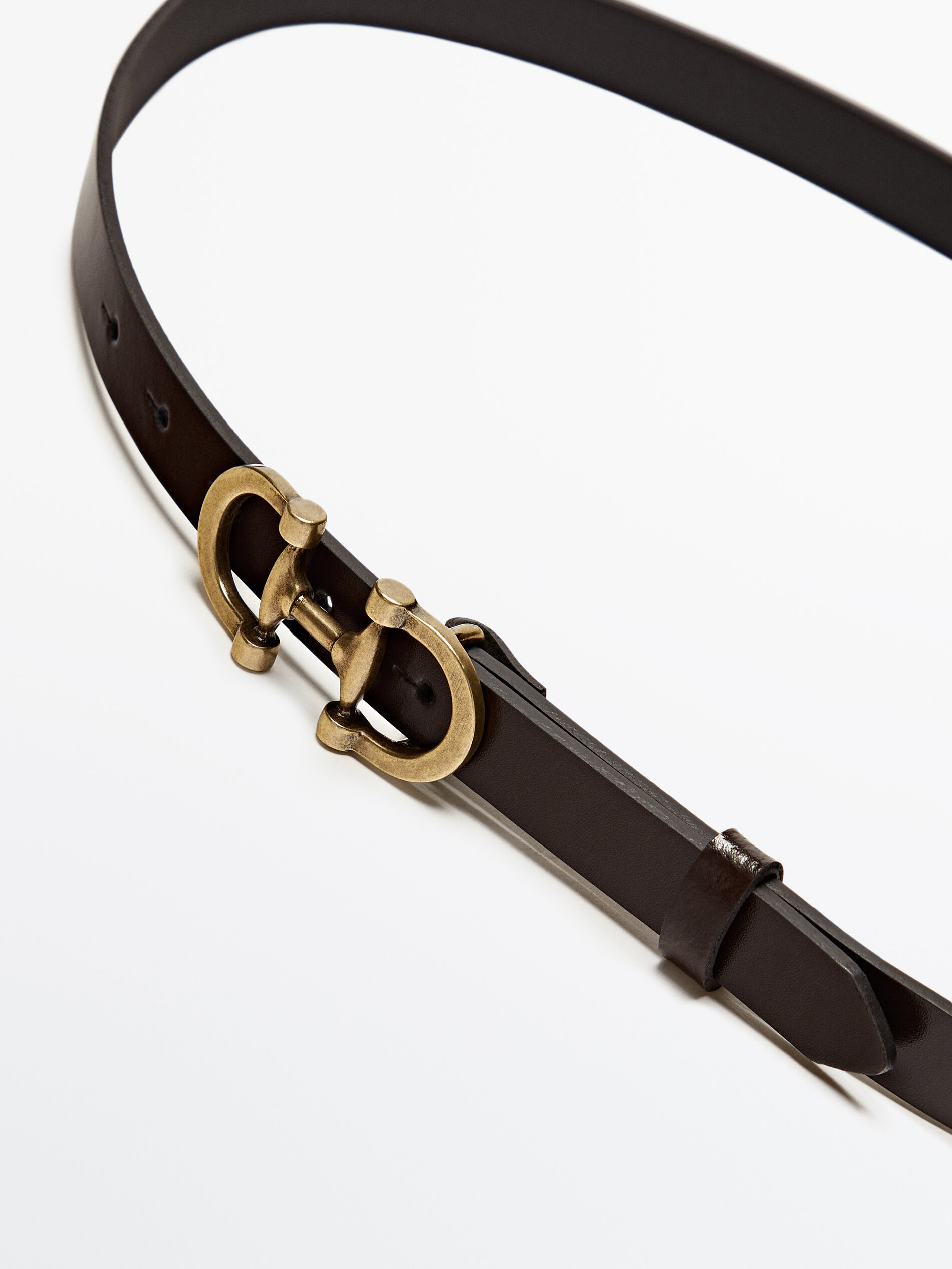 Cinturón piel doble hebilla - MARRÓN