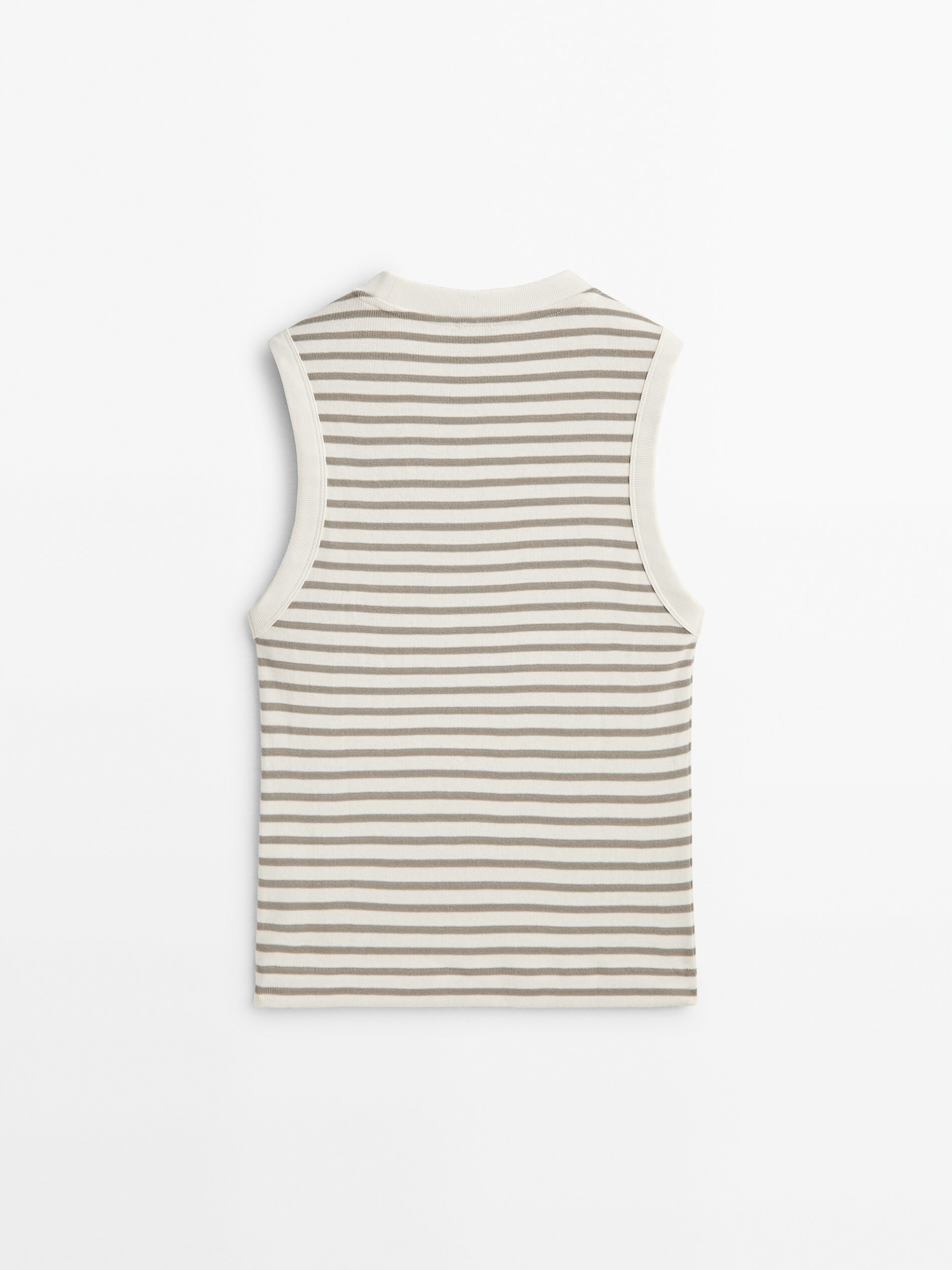 Camiseta rayas contraste sin mangas - GRIS