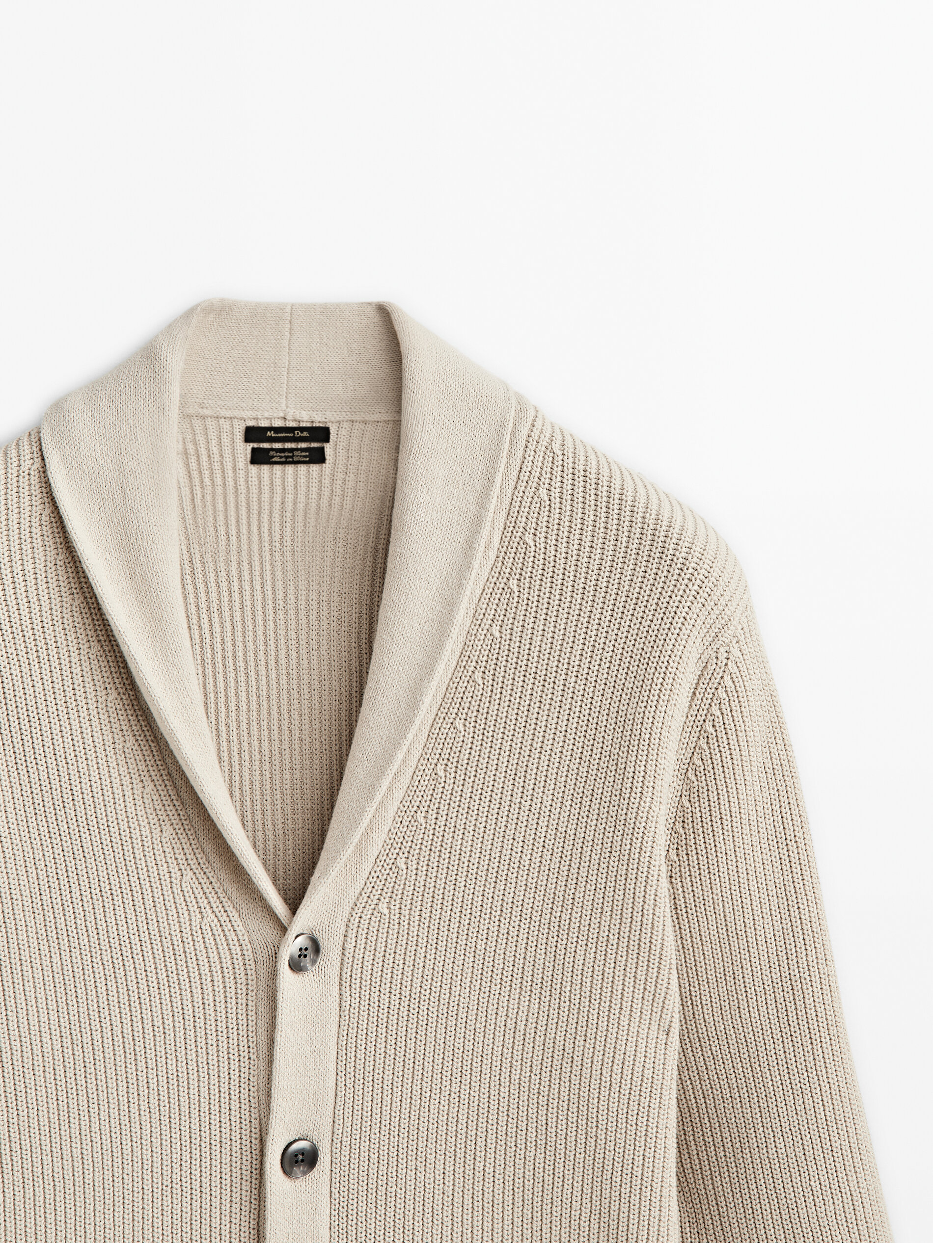 Cárdigan de punto cuello chal - Beige