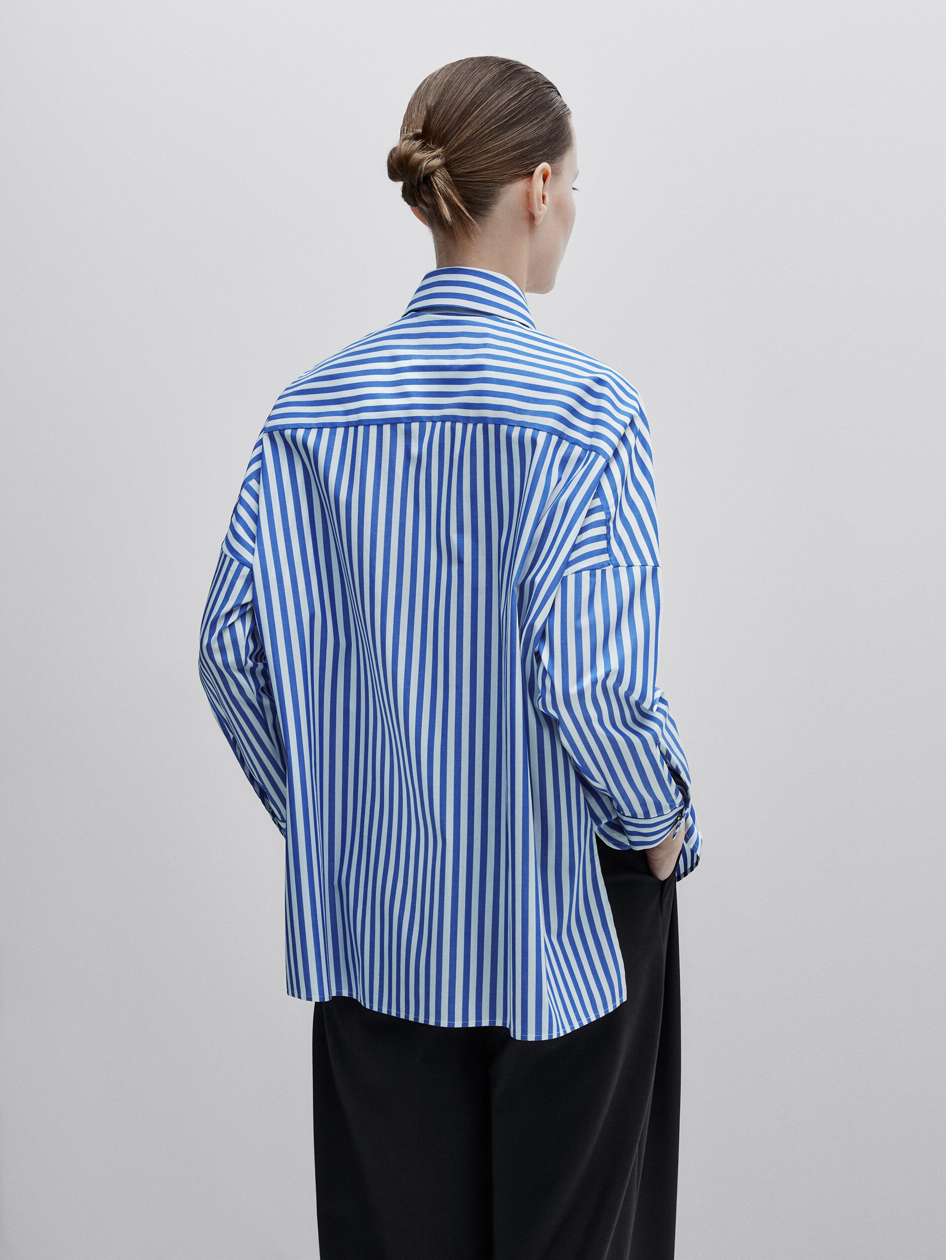 Camisa rayas popelín snaps -Studio - AZUL