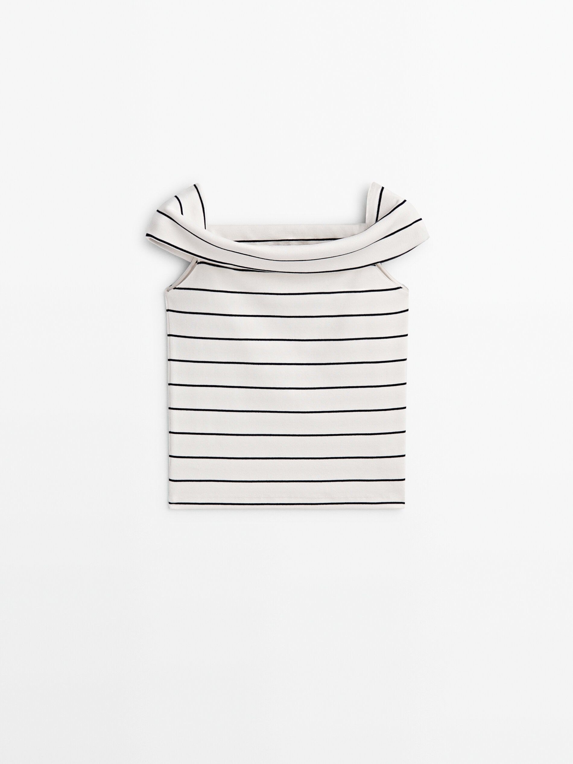 Top canalé rayas escote barco - CRUDO