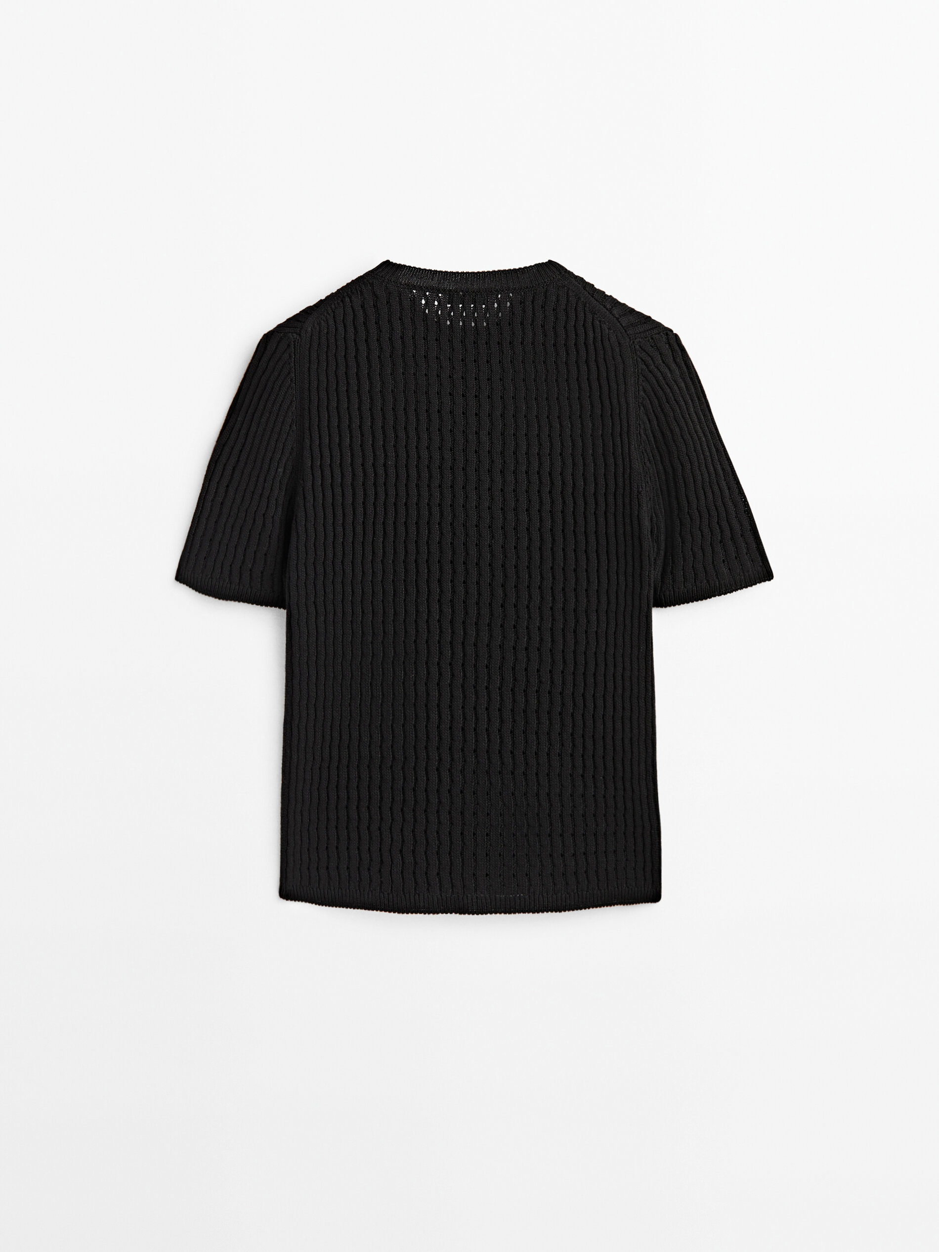 Jersey punto calado manga corta - NEGRO